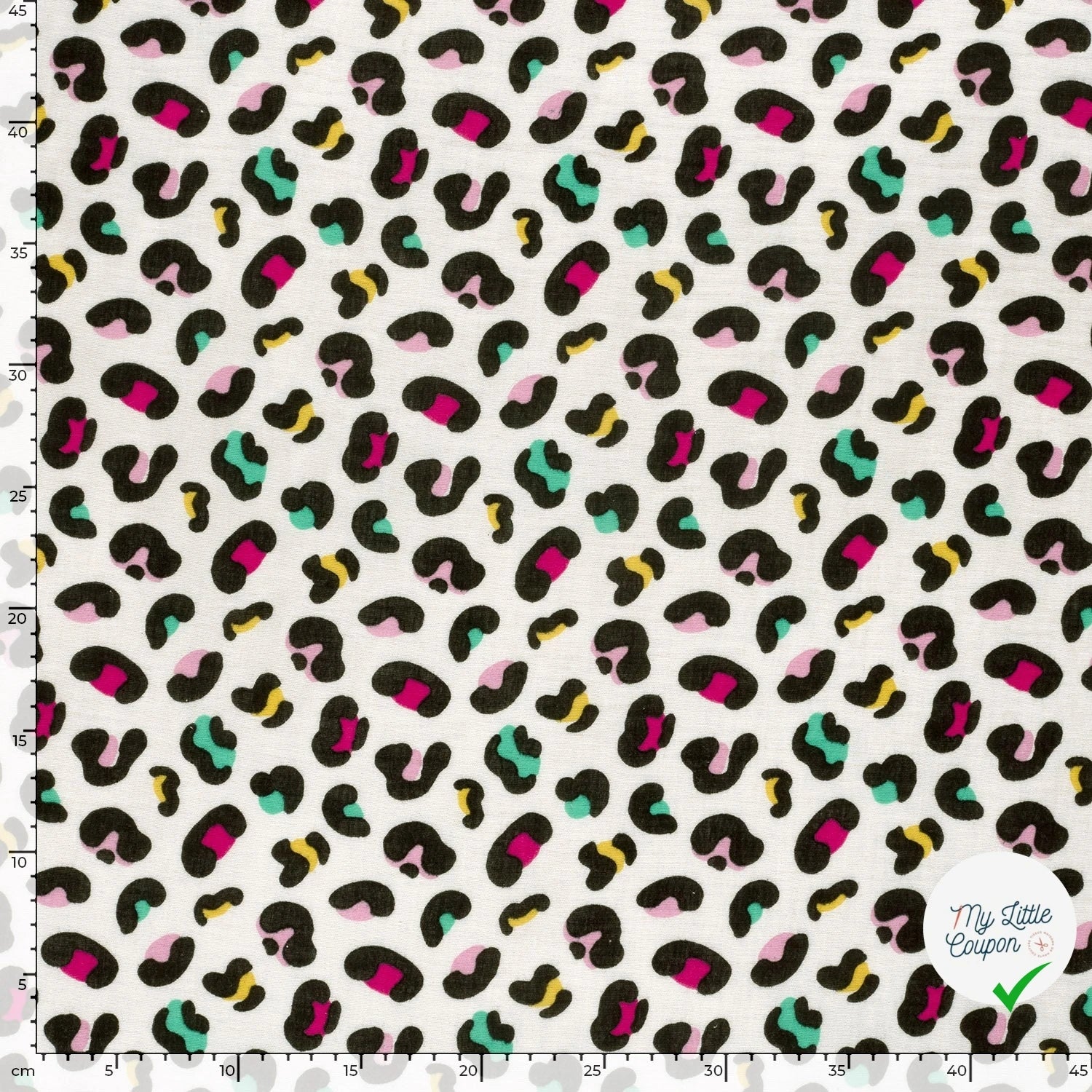 DOUBLE GAZE DE COTON PANTHÈRE BLANC CASSÉ - My Little Coupon