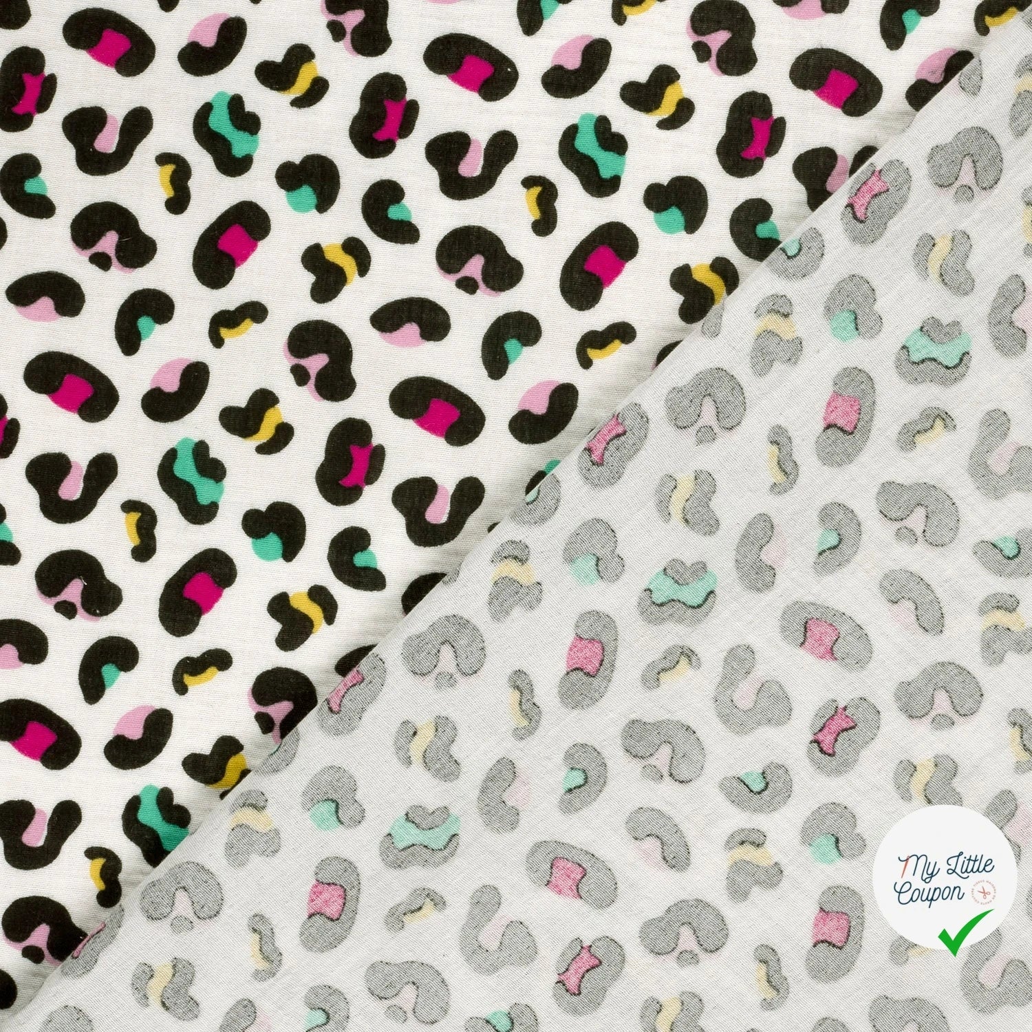 DOUBLE GAZE DE COTON PANTHÈRE BLANC CASSÉ - My Little Coupon