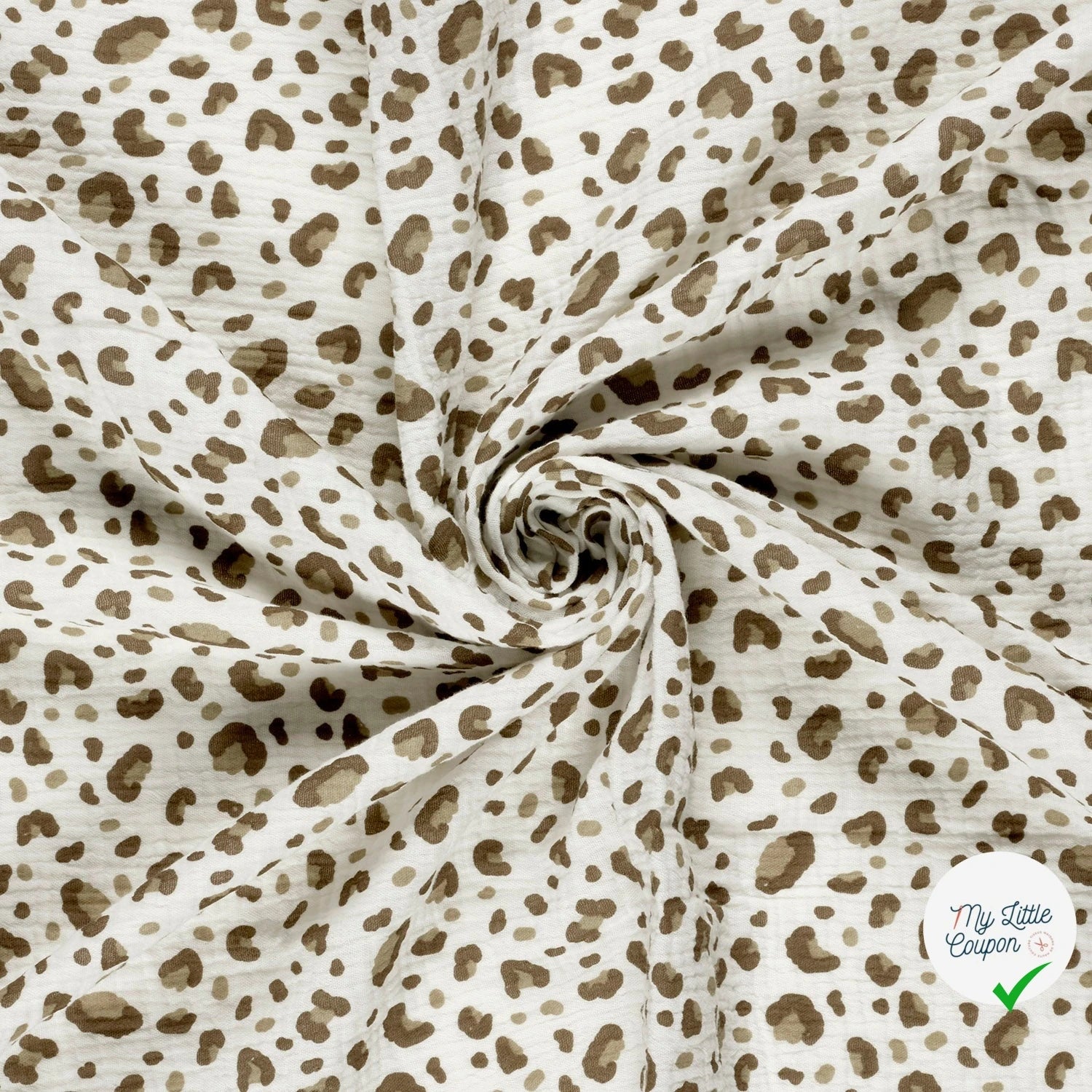 DOUBLE GAZE DE COTON PANTHÈRE BLANC CASSÉ - My Little Coupon