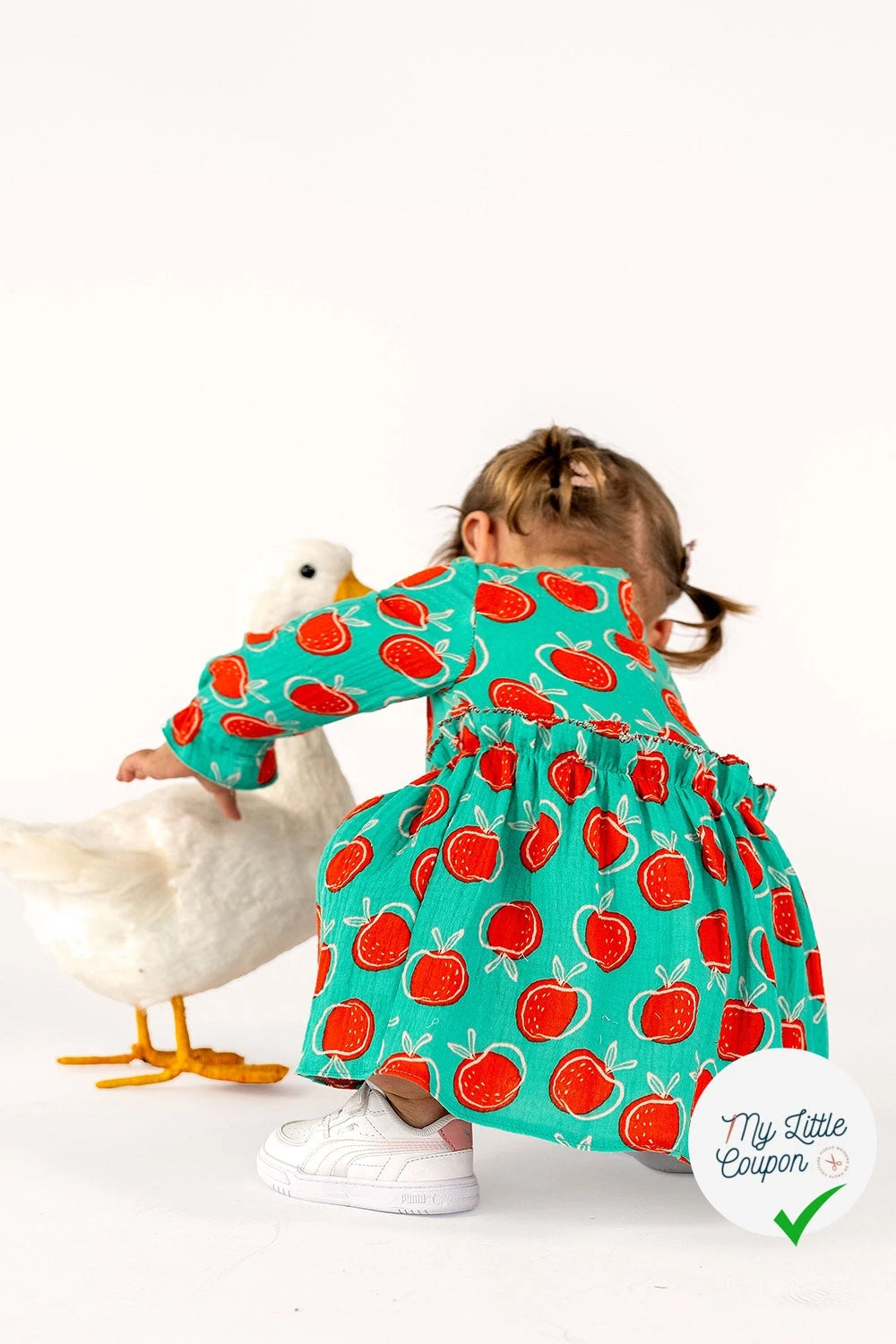 DOUBLE GAZE DE COTON POMMES MENTHE FONCÉE - My Little Coupon