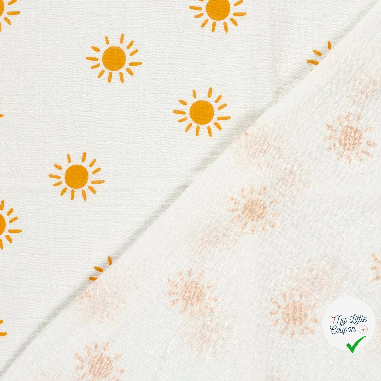 DOUBLE GAZE DE COTON SOLEILS BLANC CASSÉ - My Little Coupon