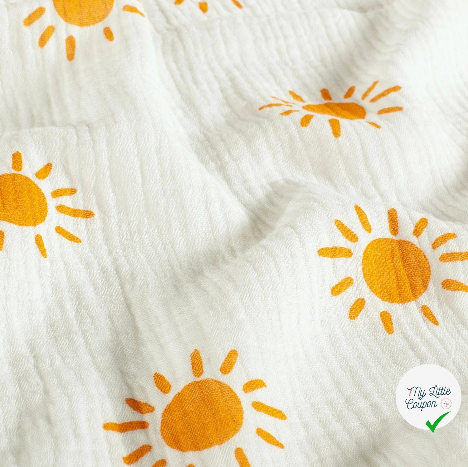 DOUBLE GAZE DE COTON SOLEILS BLANC CASSÉ - My Little Coupon