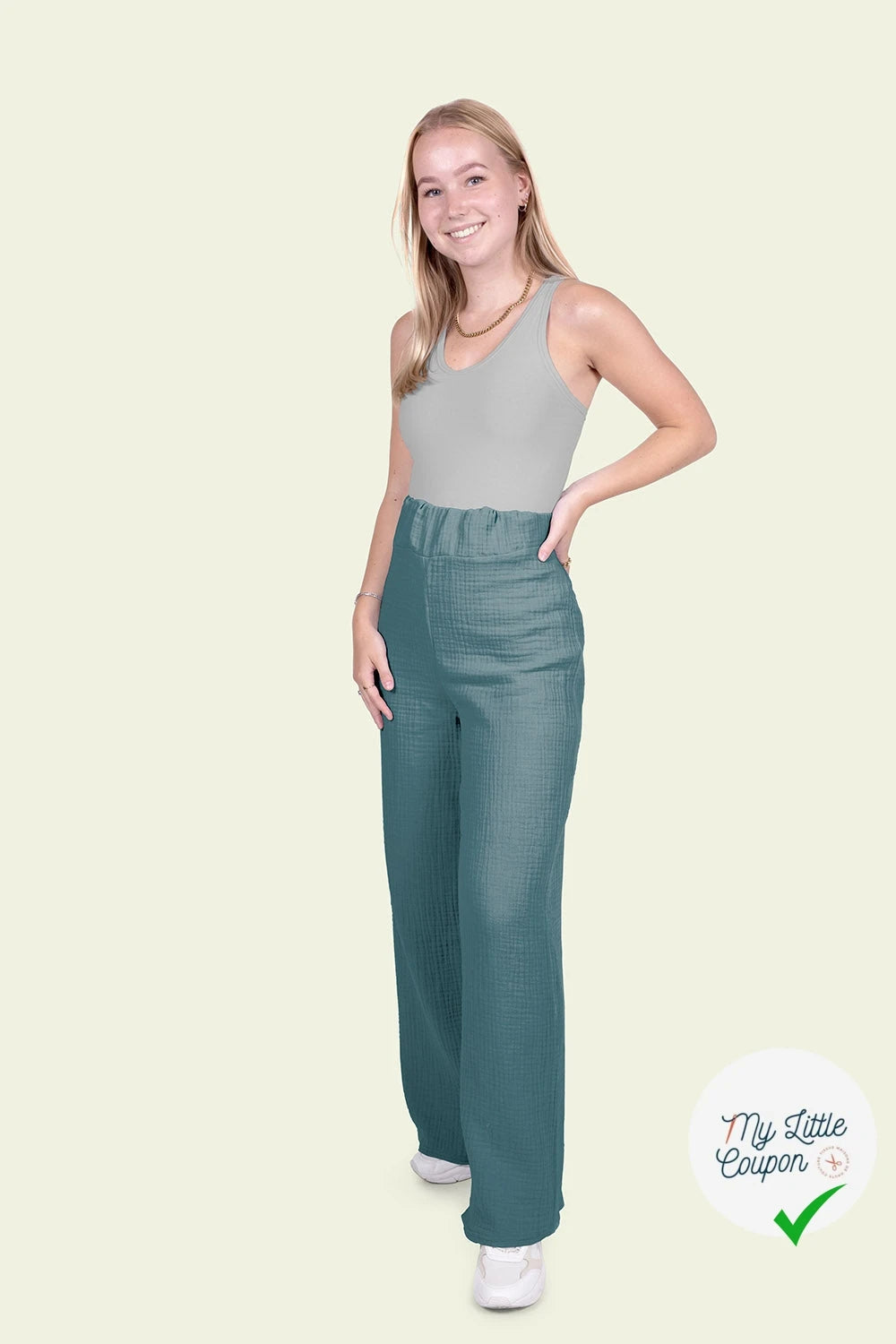 DOUBLE GAZE DE COTON UNIE BLEU CIEL - My Little Coupon