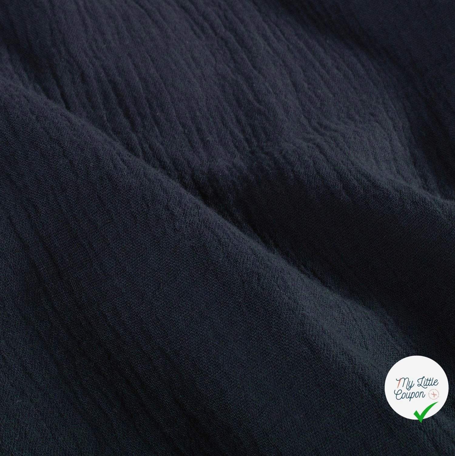 Double gaze de coton unie bleu marine