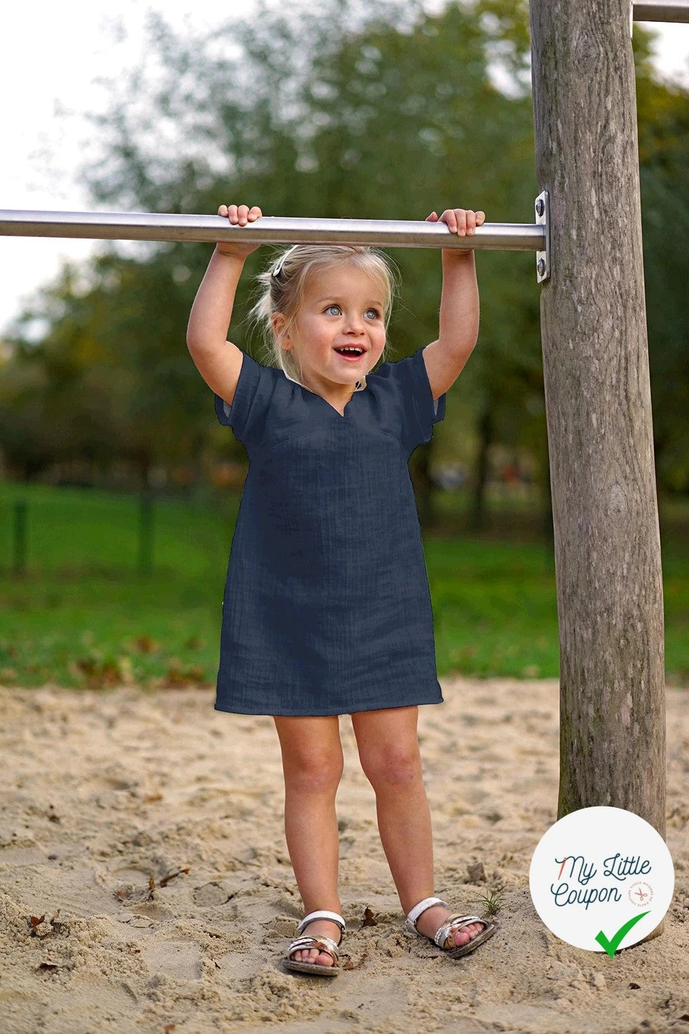 Double gaze de coton unie bleu marine
