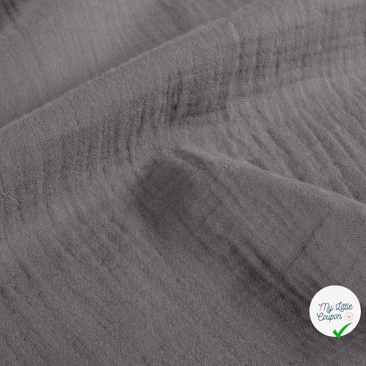 DOUBLE GAZE DE COTON UNIE GRIS TAUPE - My Little Coupon