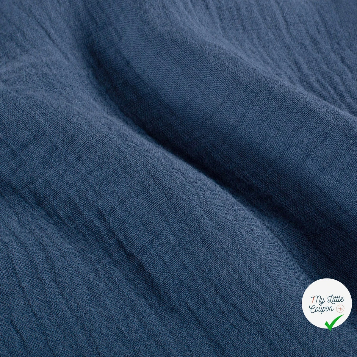 DOUBLE GAZE DE COTON UNIE INDIGO FONCÉ - My Little Coupon