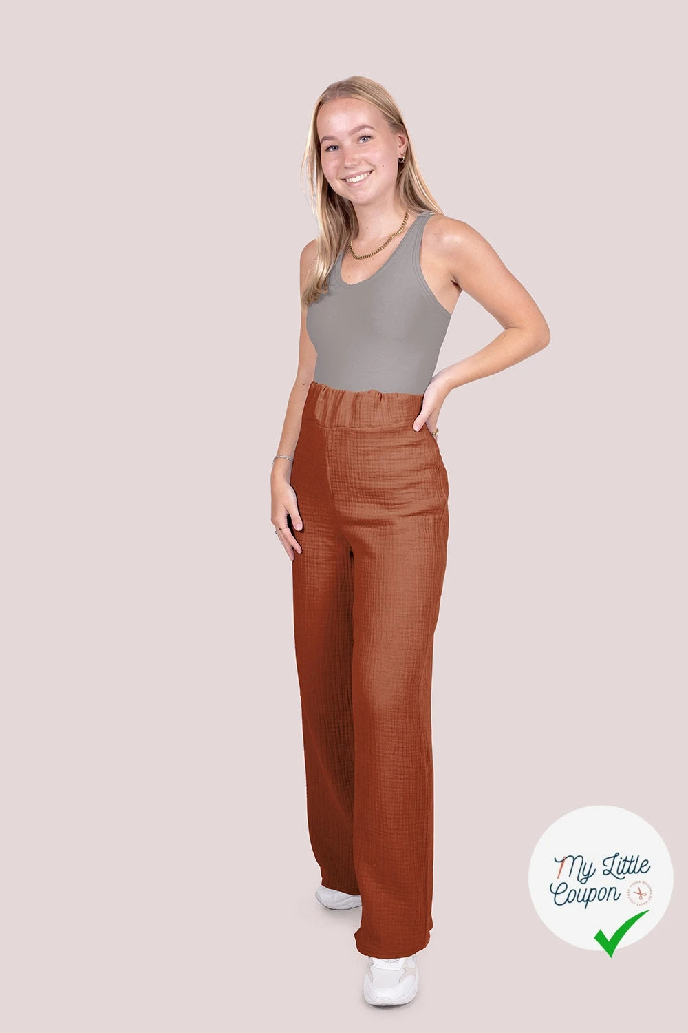 DOUBLE GAZE DE COTON UNIE ROUILLE - My Little Coupon