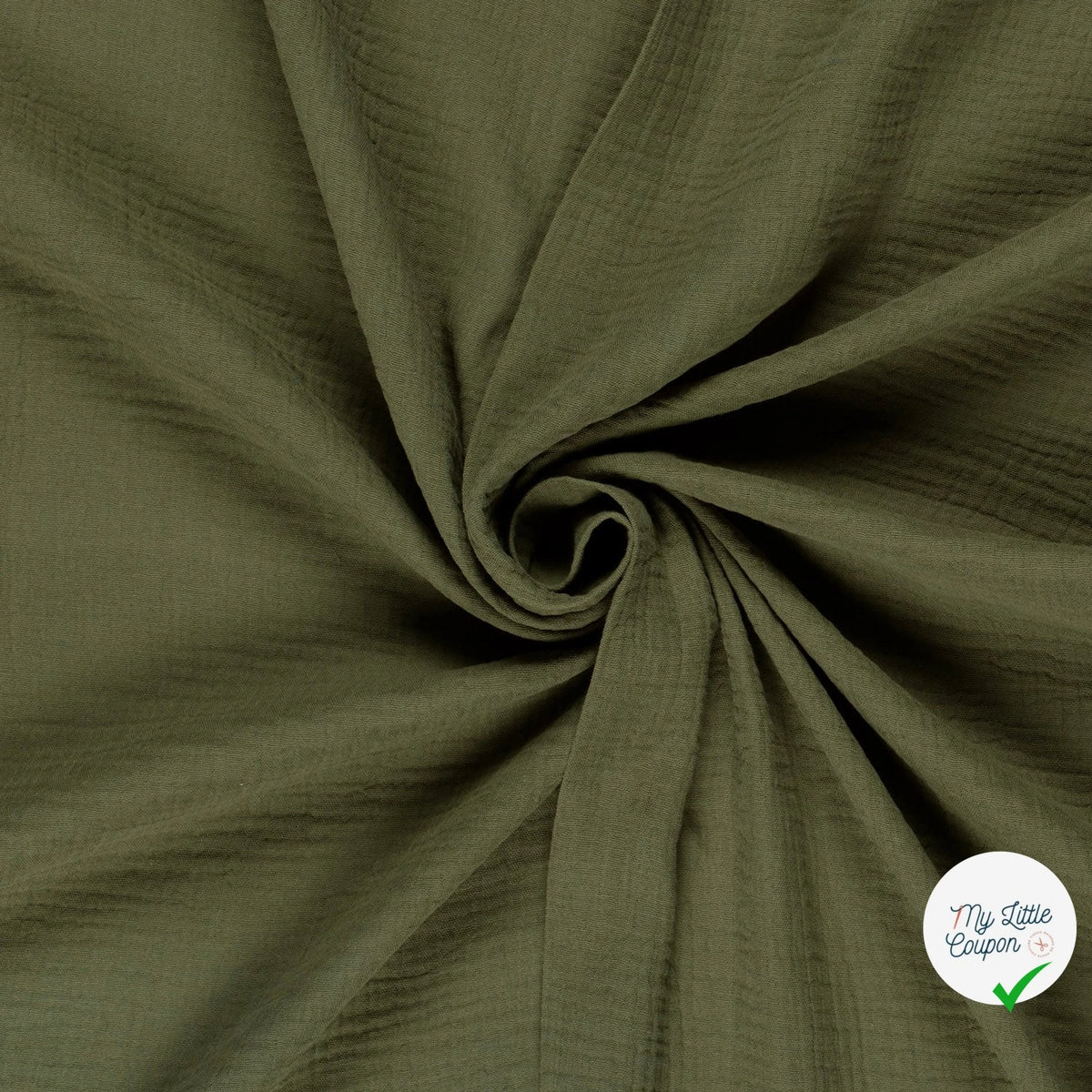 DOUBLE GAZE DE COTON UNIE VERT FORÊT - My Little Coupon
