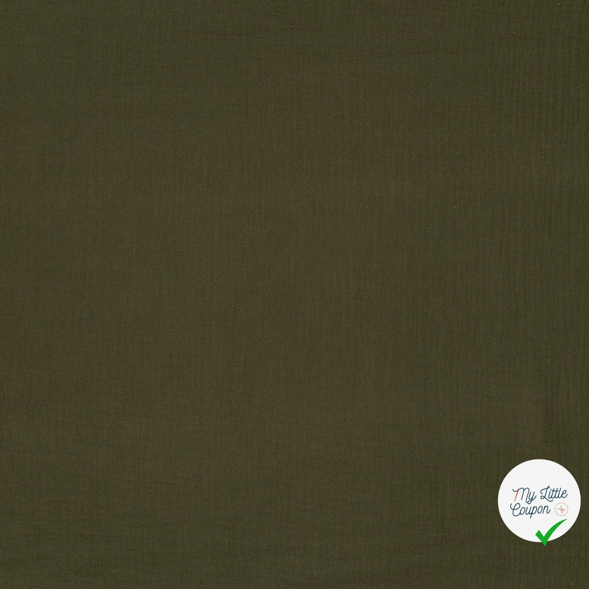 DOUBLE GAZE DE COTON UNIE VERT KAKI - My Little Coupon