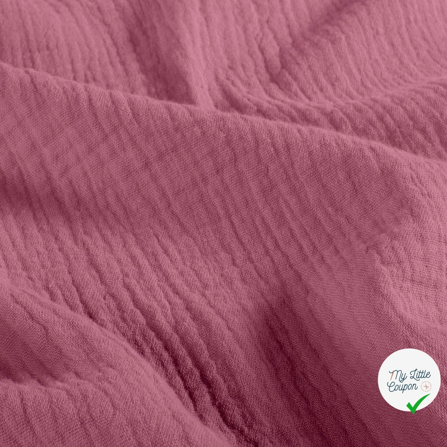 Double gaze de coton unie vieux rose