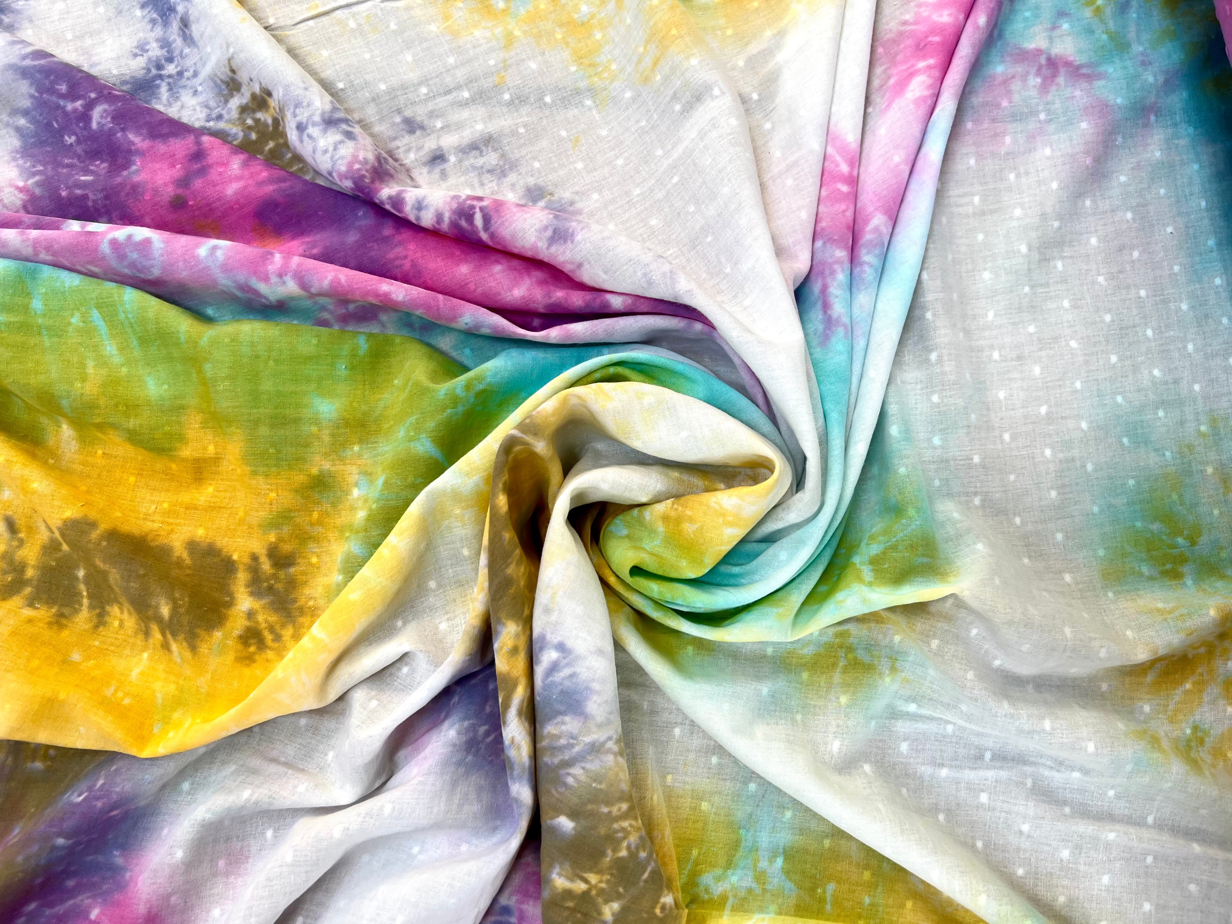 DOUBLE GAZE TYE AND DYE ARC EN CIEL PLUMETIS COTON ORGANIQUE CERTIFICATION GOTS - My Little Coupon