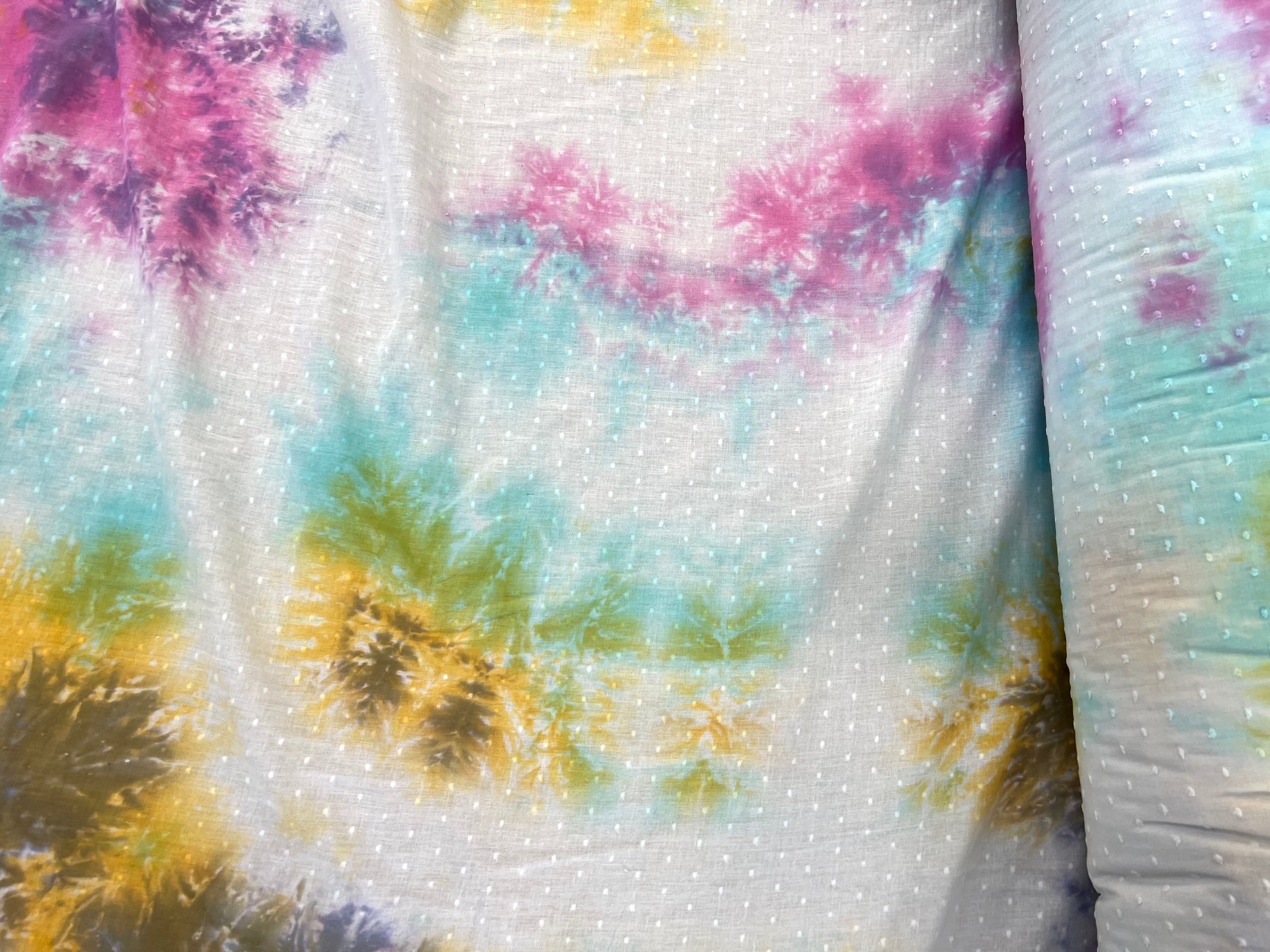DOUBLE GAZE TYE AND DYE ARC EN CIEL PLUMETIS COTON ORGANIQUE CERTIFICATION GOTS - My Little Coupon