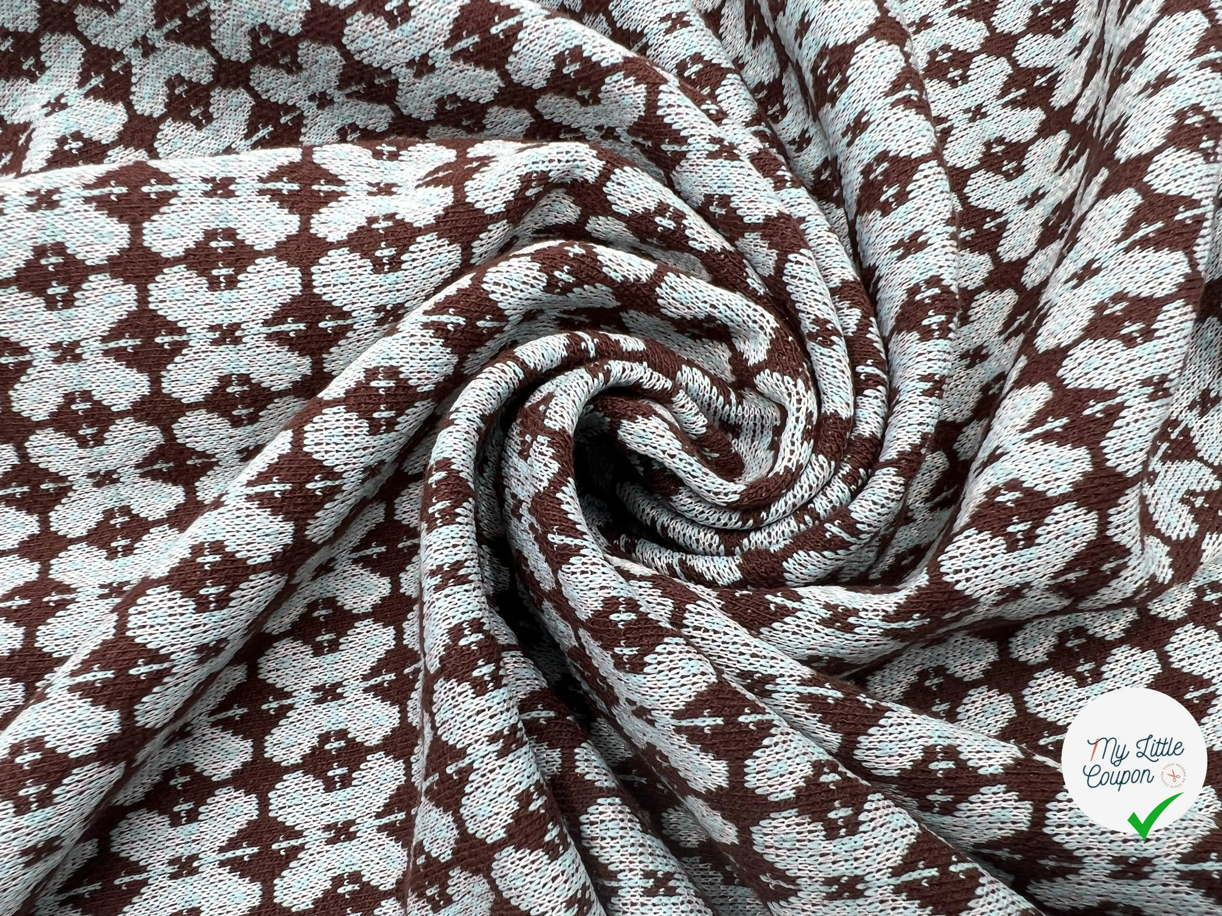 DOUBLE JACQUARD VINTAGE BLEU ET MAUVE - My Little Coupon - tissu - coudre