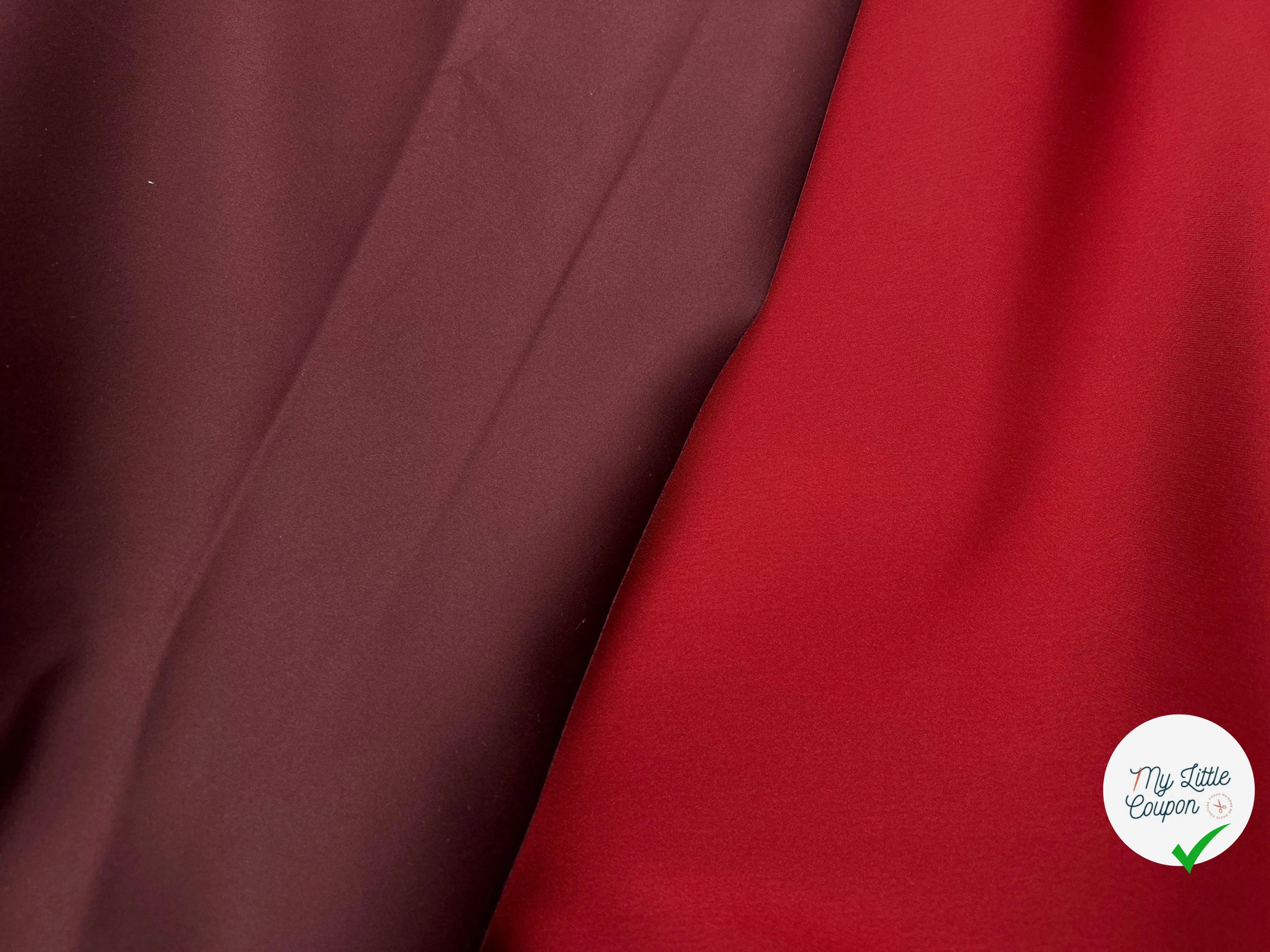 DOUBLE SATIN RÉVERSIBLE CONTRECOLLÉ BORDEAUX CLAIR ET BORDEAUX FONCÉ - My Little Coupon - tissu - coudre