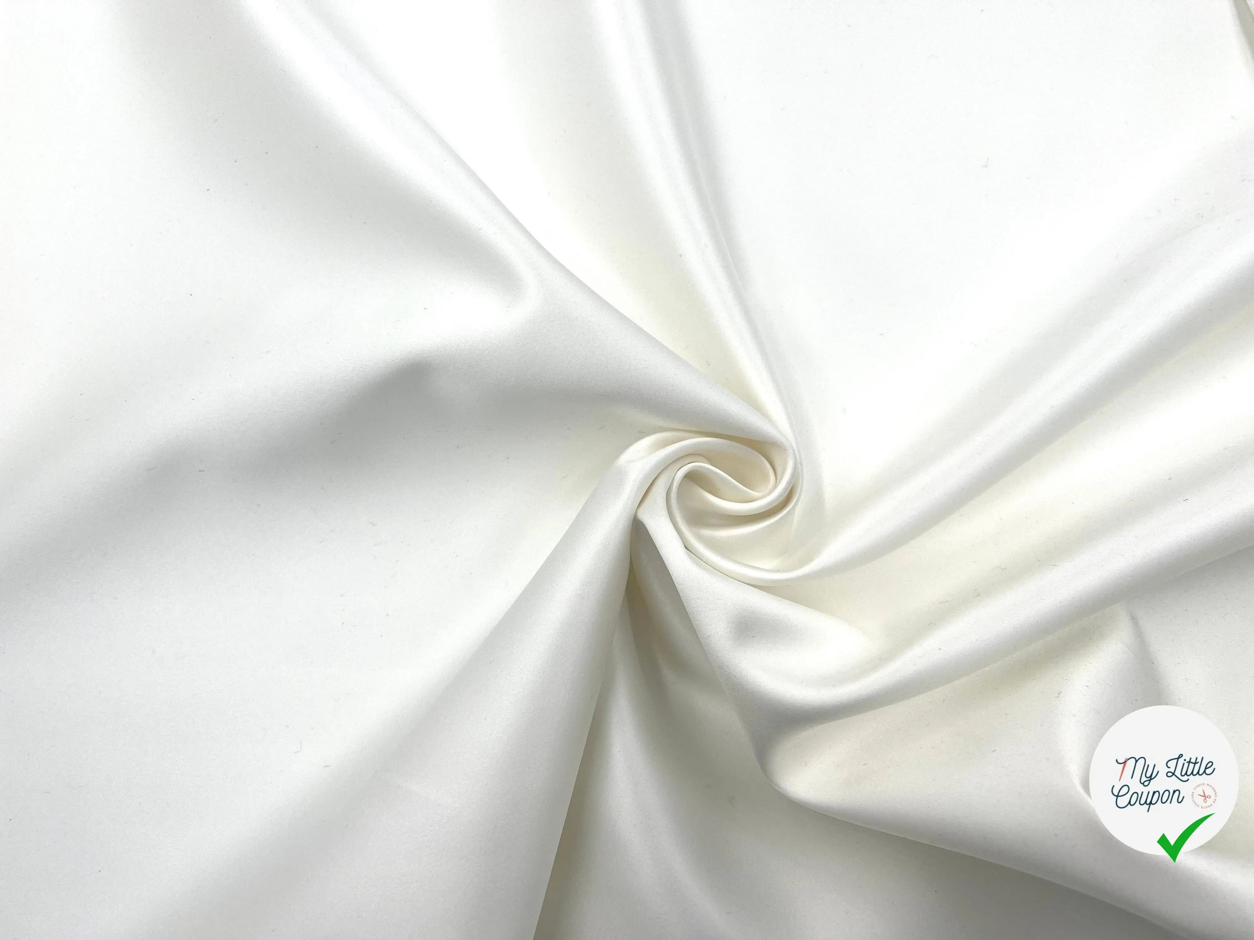 DOUBLE SATIN RICHE CONTRECOLLÉ BLANC RÉVERSIBLE - My Little Coupon - tissu - coudre