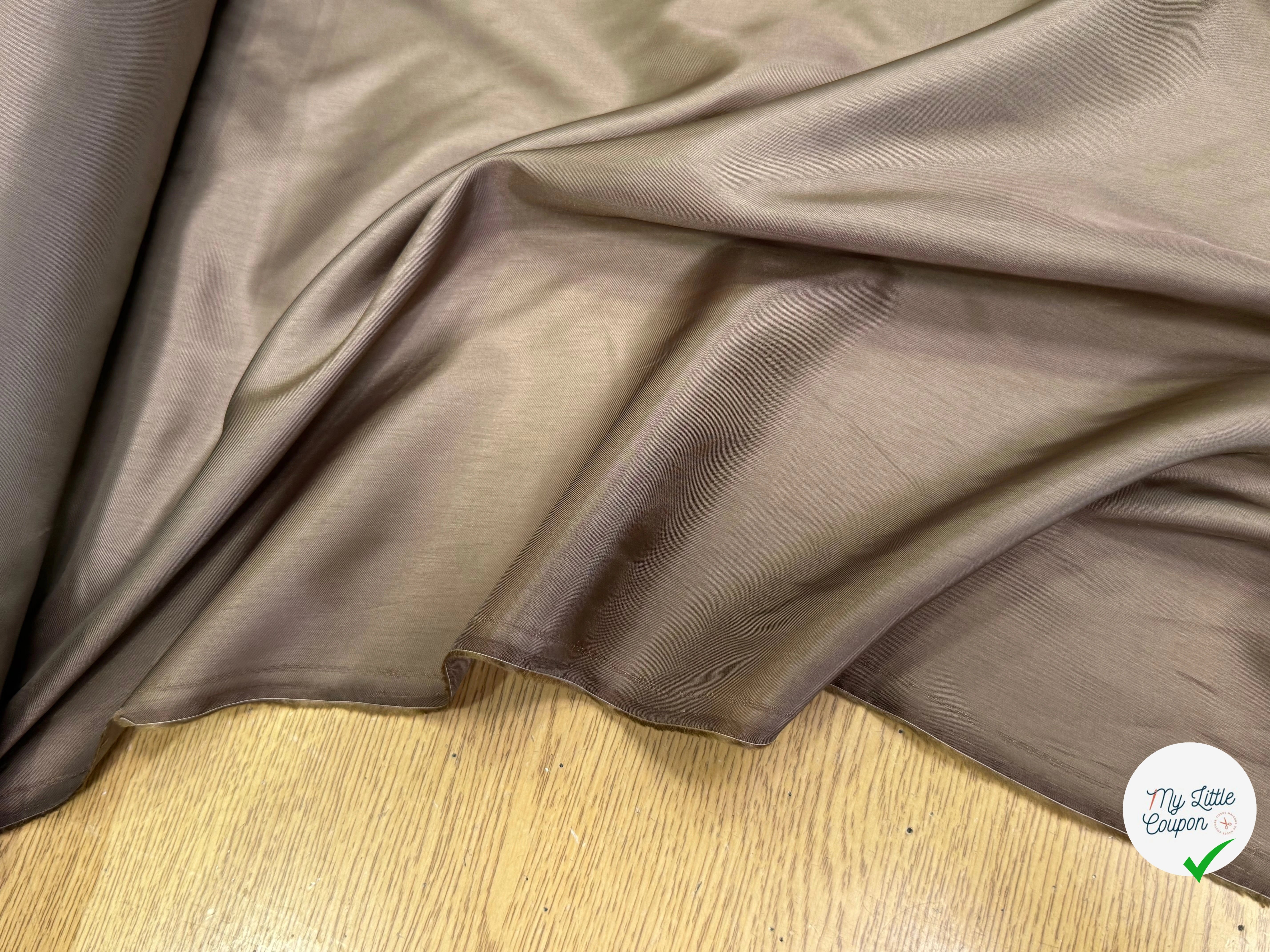 DOUBLURE 100% CUPRO ULTRA FINE BEIGE KAKI LISSE - My Little Coupon