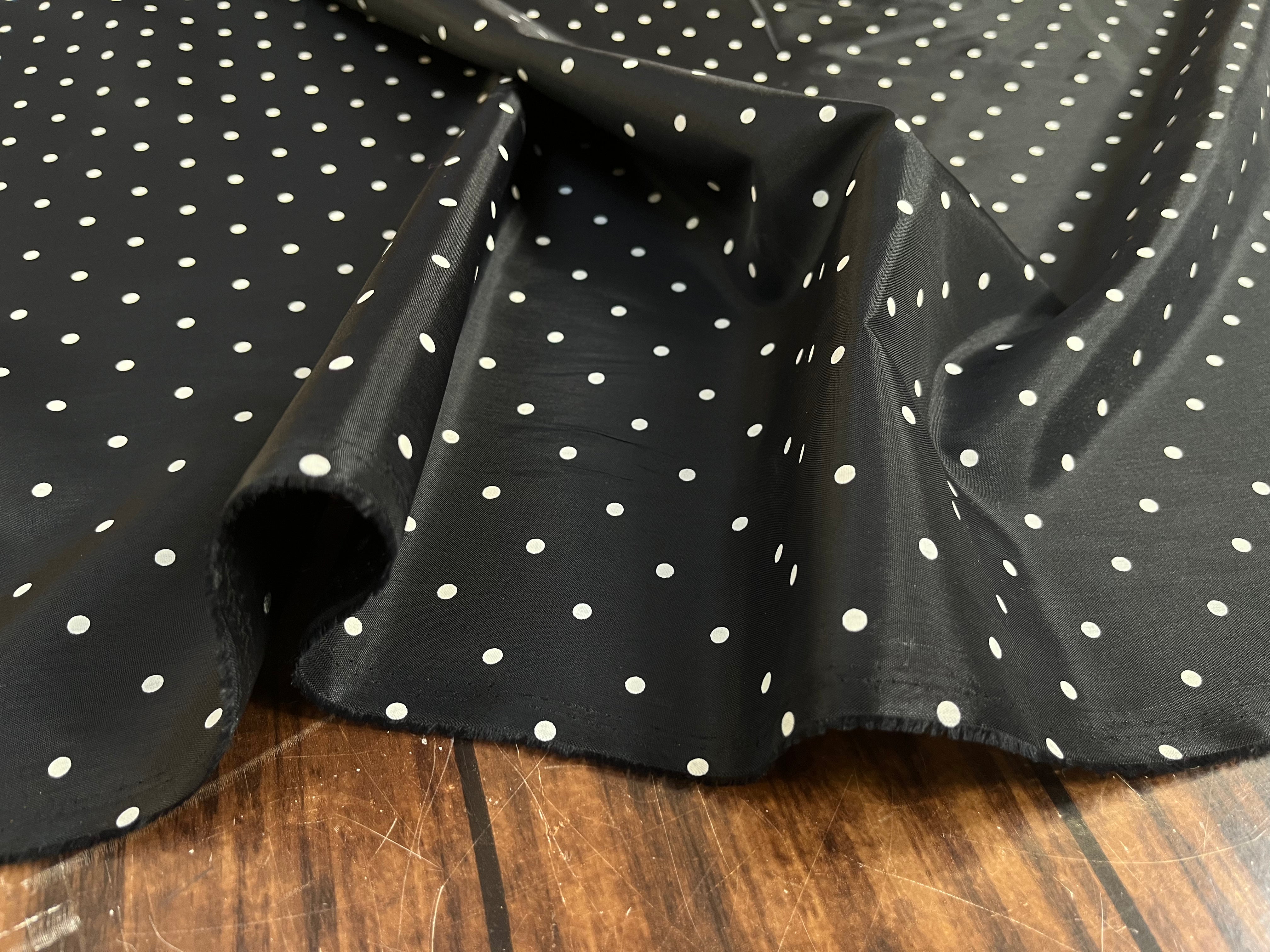 DOUBLURE ACÉTATE BEMBERG ARABEL NOIR POIS BLANC - My Little Coupon