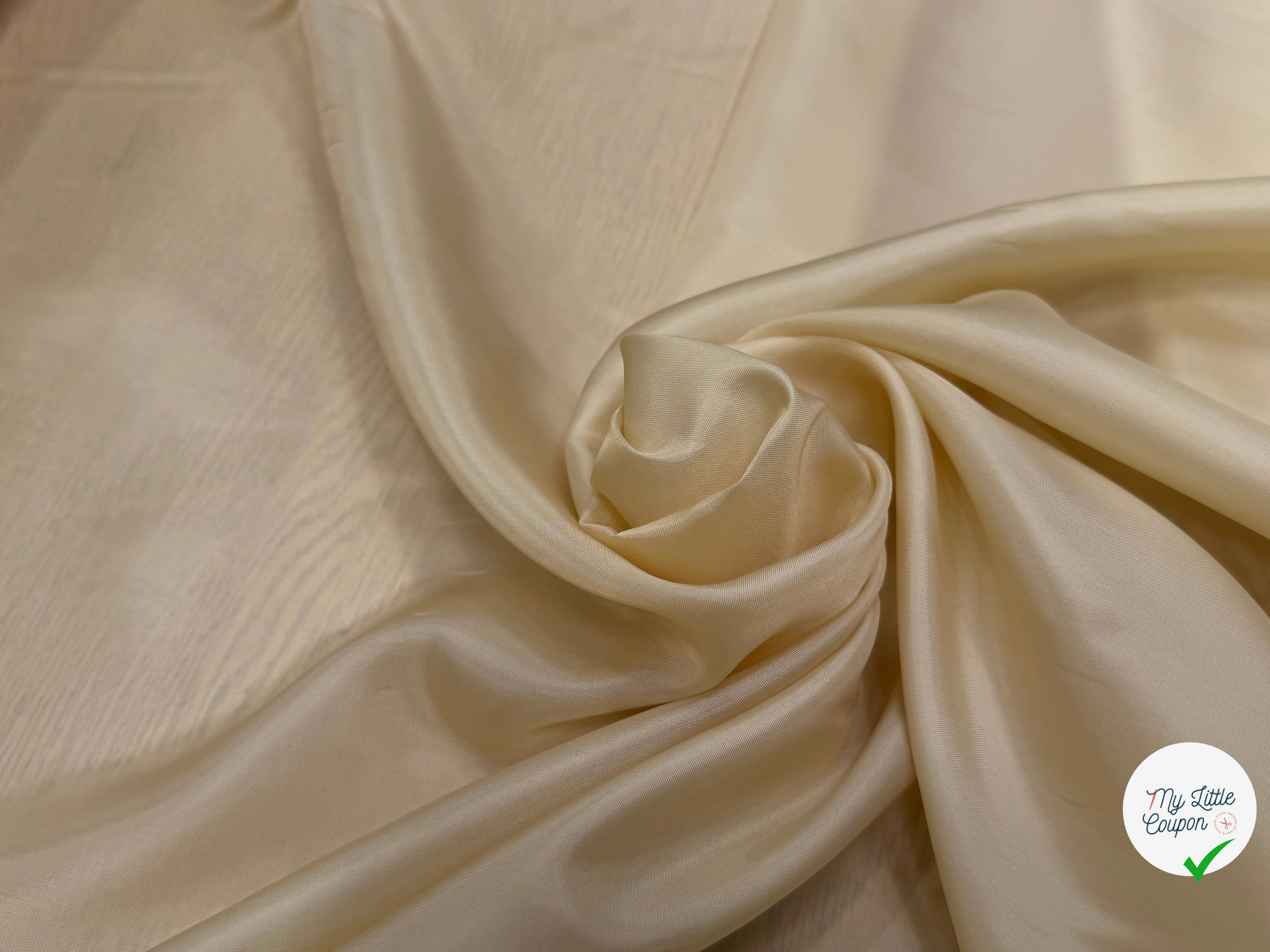 DOUBLURE ACETATE CUPRO FINE LÉGÈREMENT SATINÉE BEIGE VANILLÉ - My Little Coupon