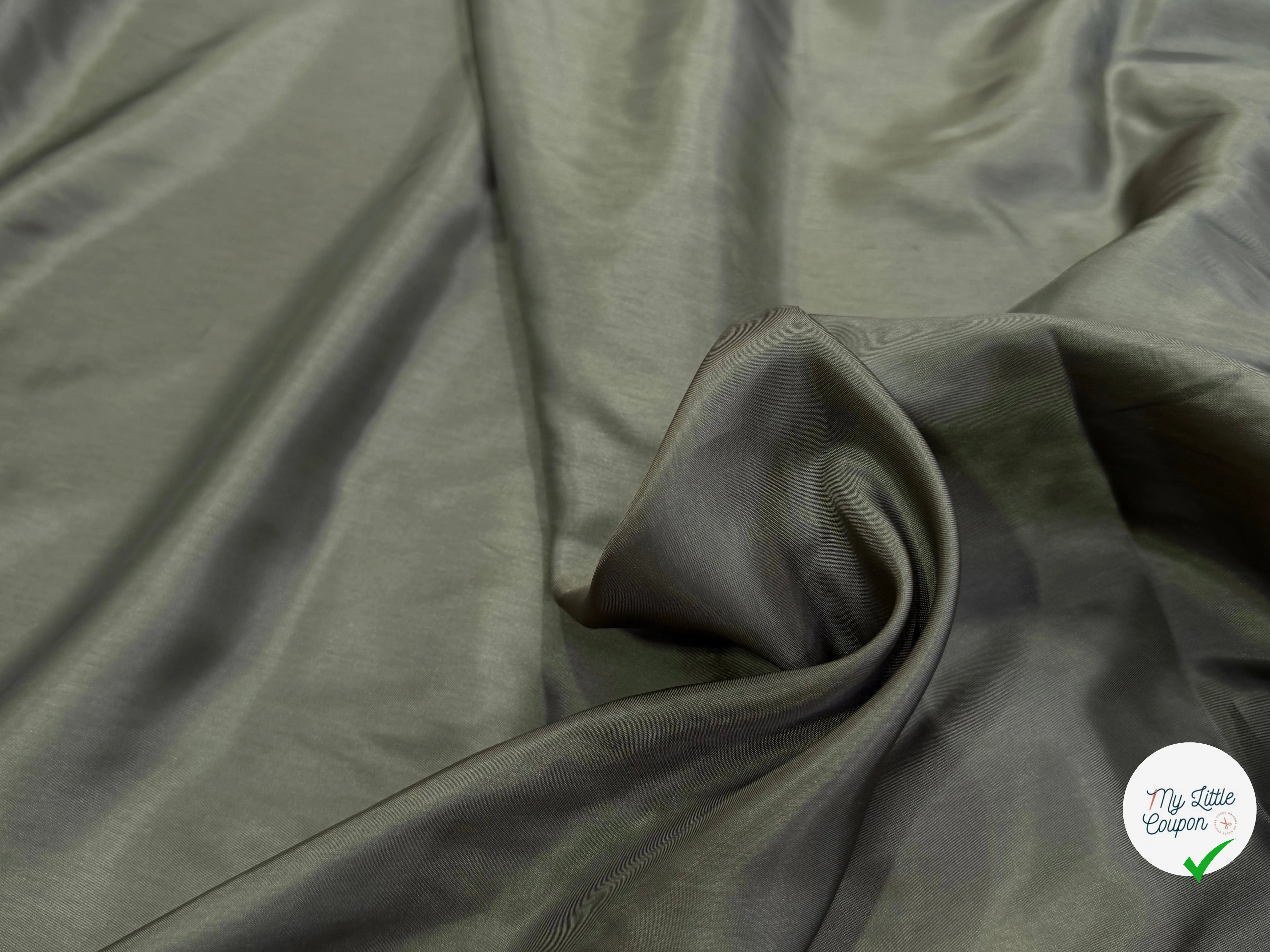 DOUBLURE ACETATE CUPRO FINE VERT KAKI 62% ACETATE - My Little Coupon