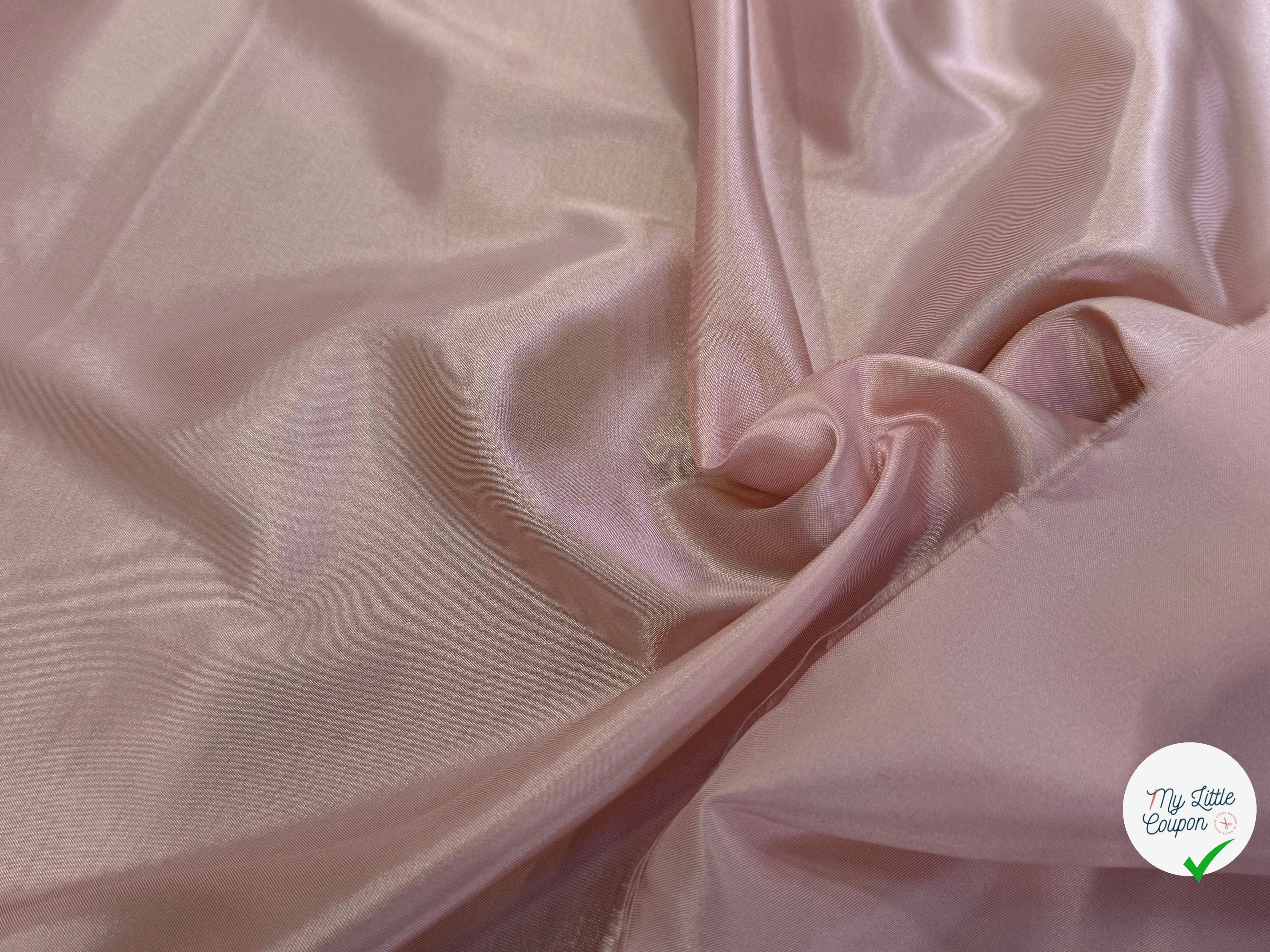 DOUBLURE ACETATE CUPRO LÉGÈREMENT SATINÉ ROSE PLALE ÉCRÉMÉ - My Little Coupon