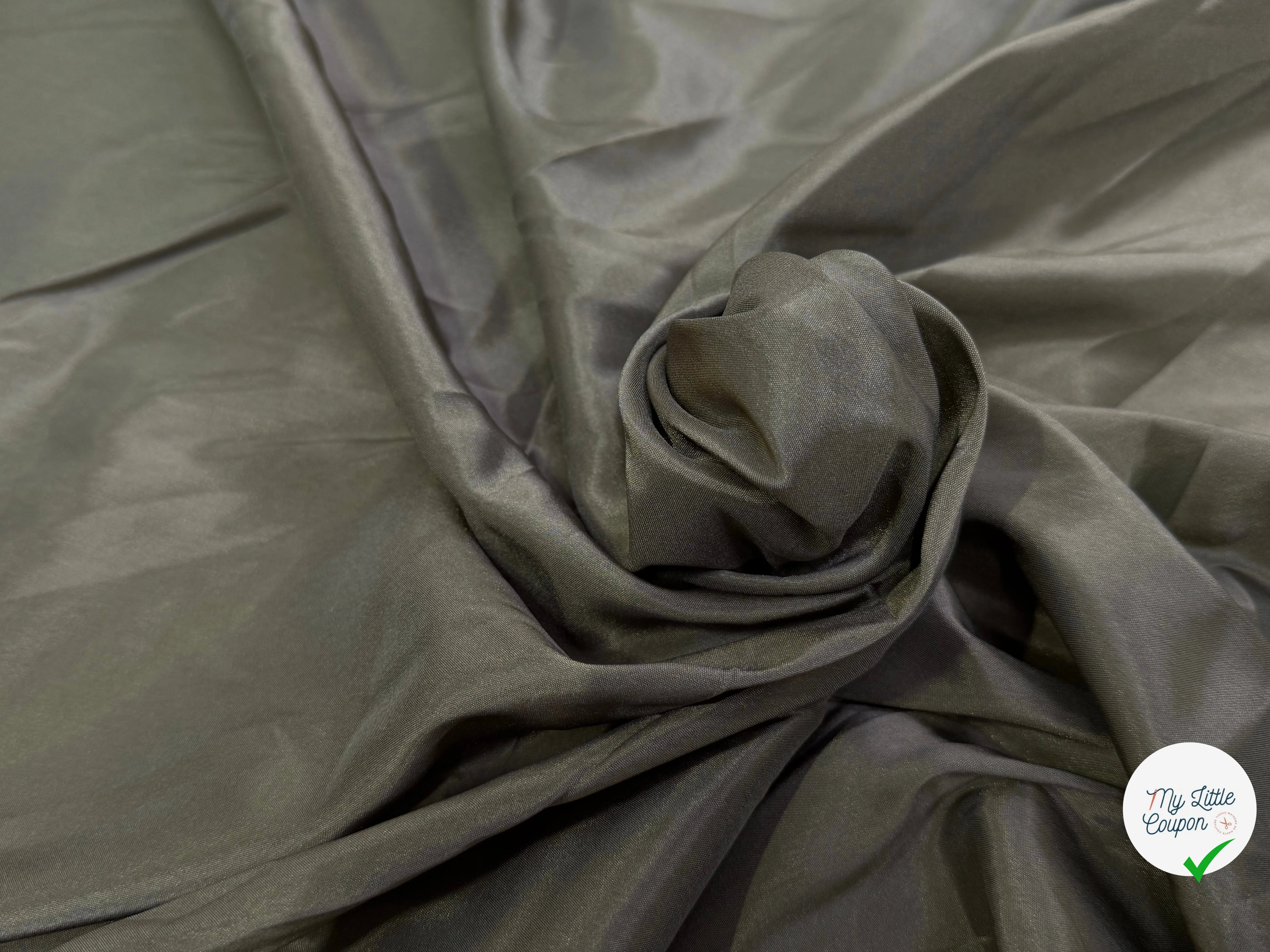 DOUBLURE FINE 68% ACETATE STRETCH KAKI FONCÉ - My Little Coupon