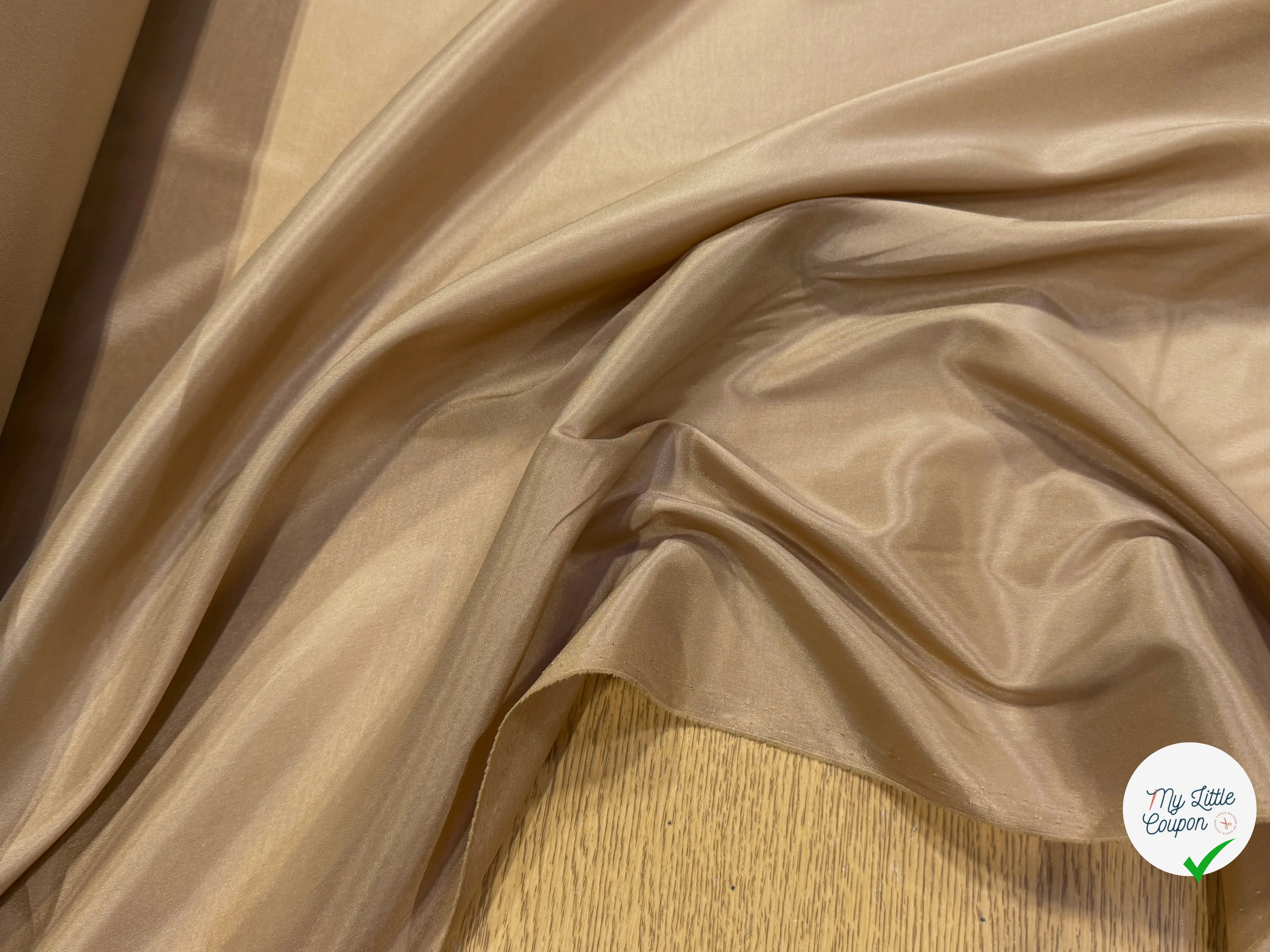 DOUBLURE FINE LÉGÈREMENT SATINÉE ET STRETCH BEIGE TAUPE - My Little Coupon