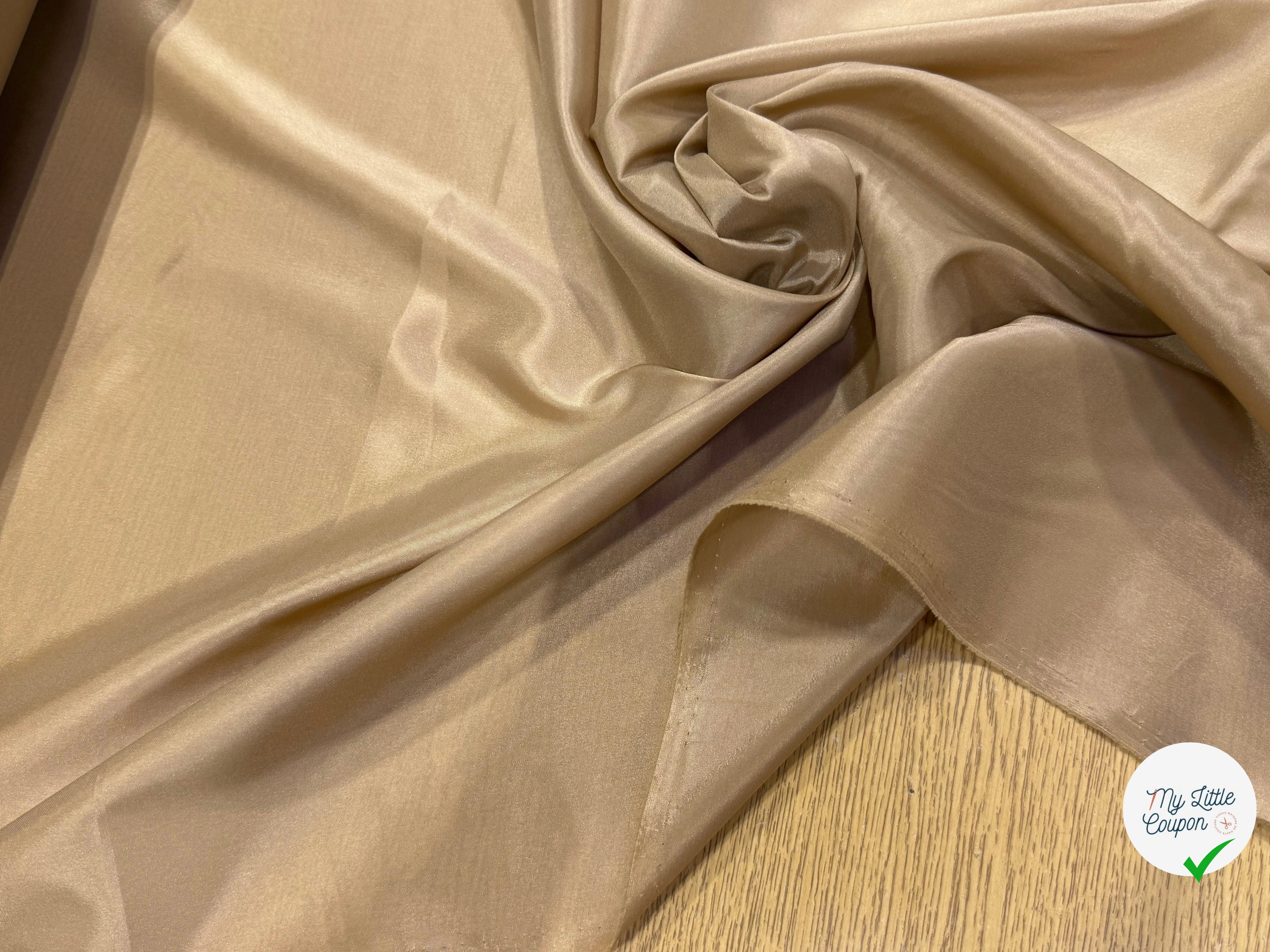 DOUBLURE FINE LÉGÈREMENT SATINÉE ET STRETCH BEIGE TAUPE - My Little Coupon