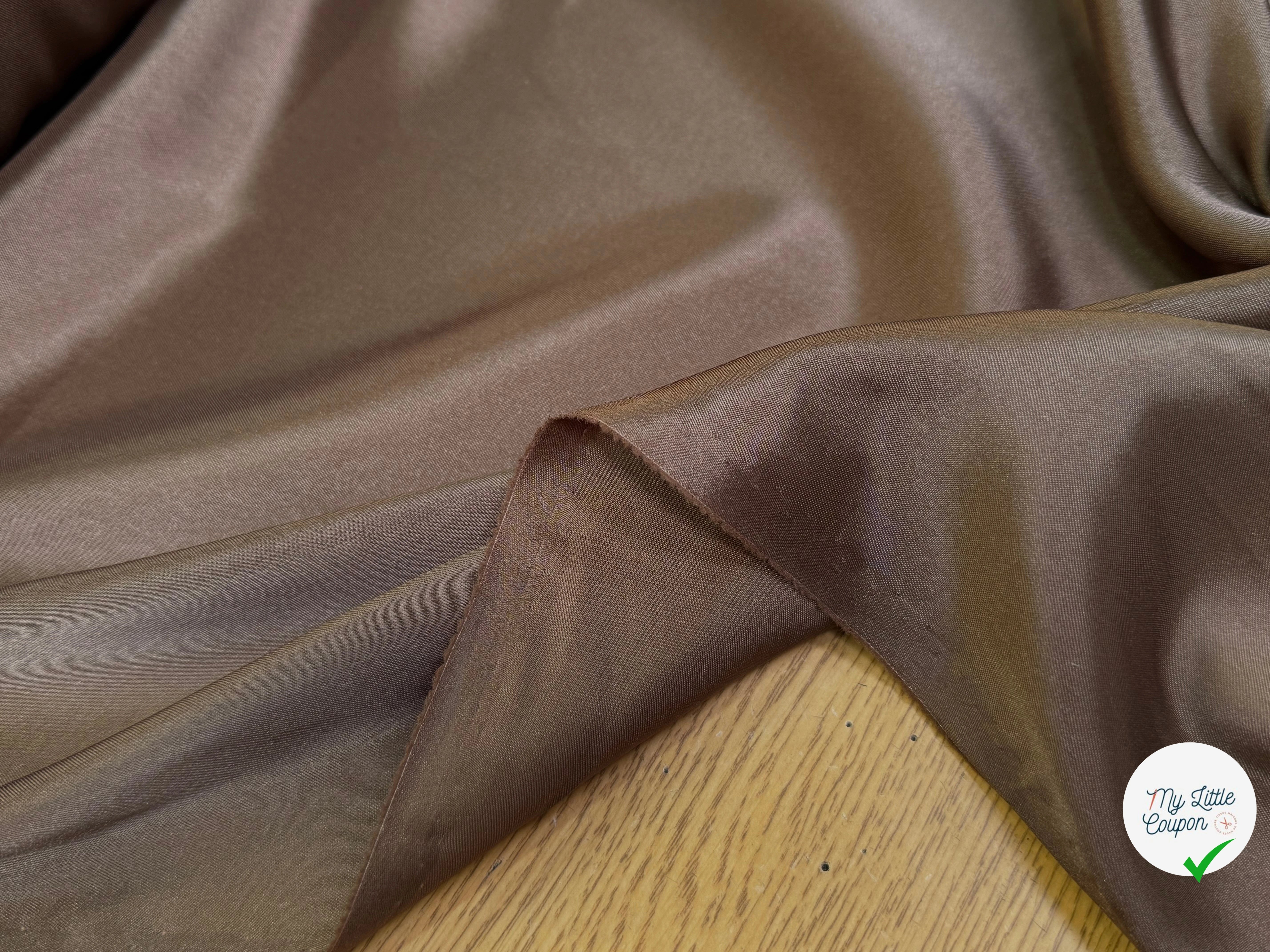 DOUBLURE FLUIDE 68% ACETATE LÉGÈREMENT SATINÉE MARRON CARAMEL - My Little Coupon