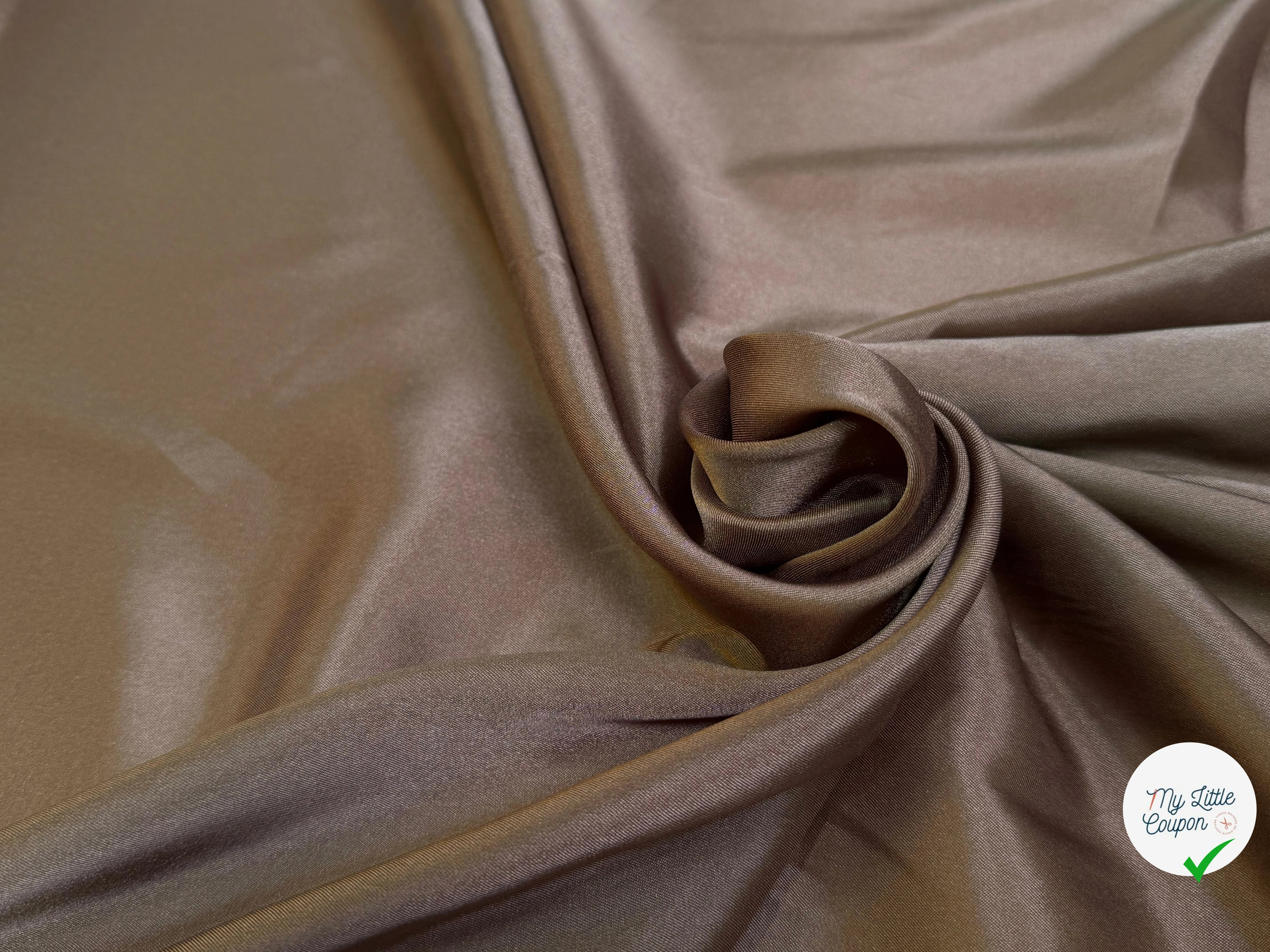 DOUBLURE FLUIDE 68% ACETATE LÉGÈREMENT SATINÉE MARRON CARAMEL - My Little Coupon