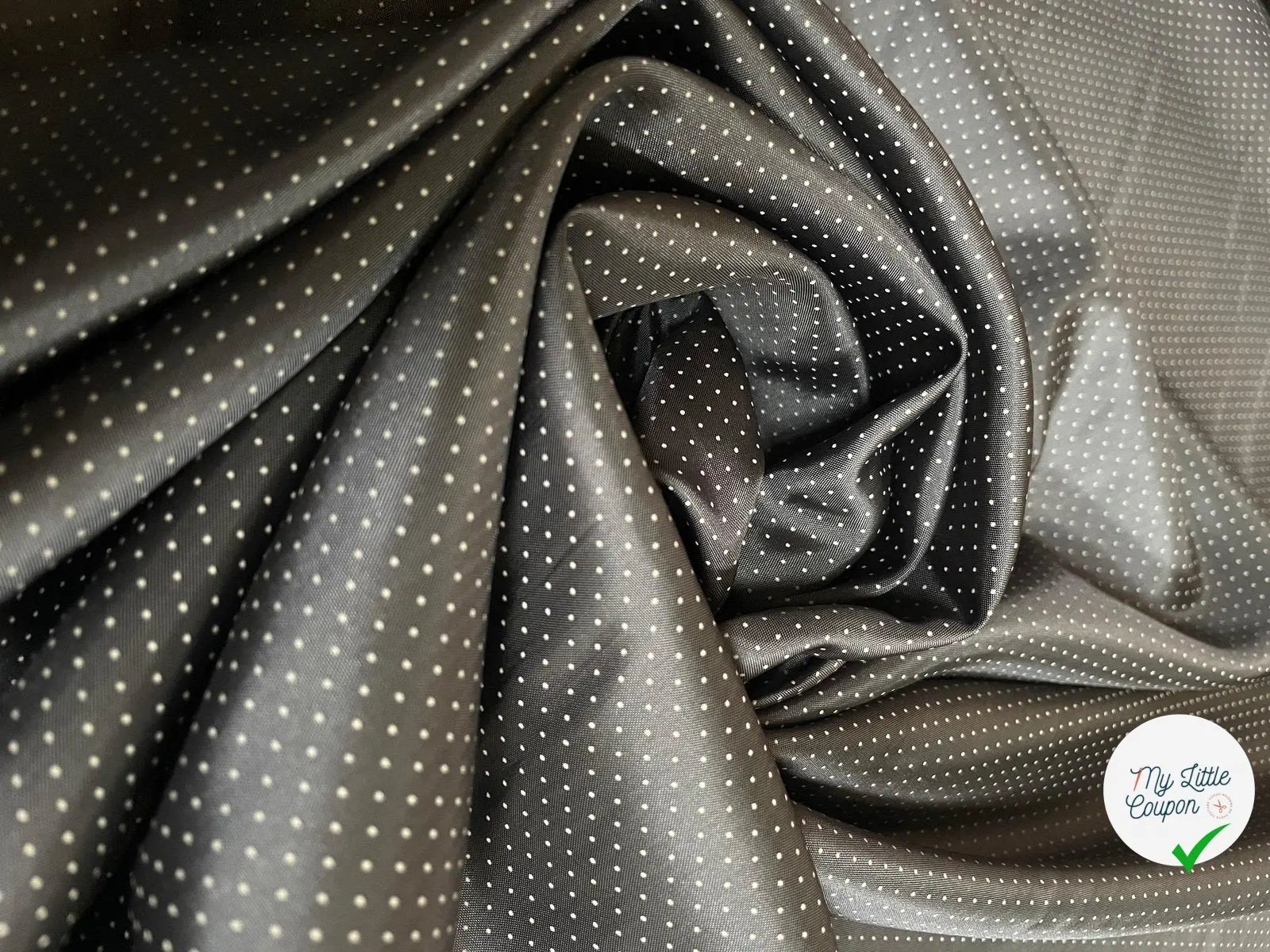 DOUBLURE GRIS ANTHRACITE PETIT POIS ÉCRU - My Little Coupon - tissu - coudre