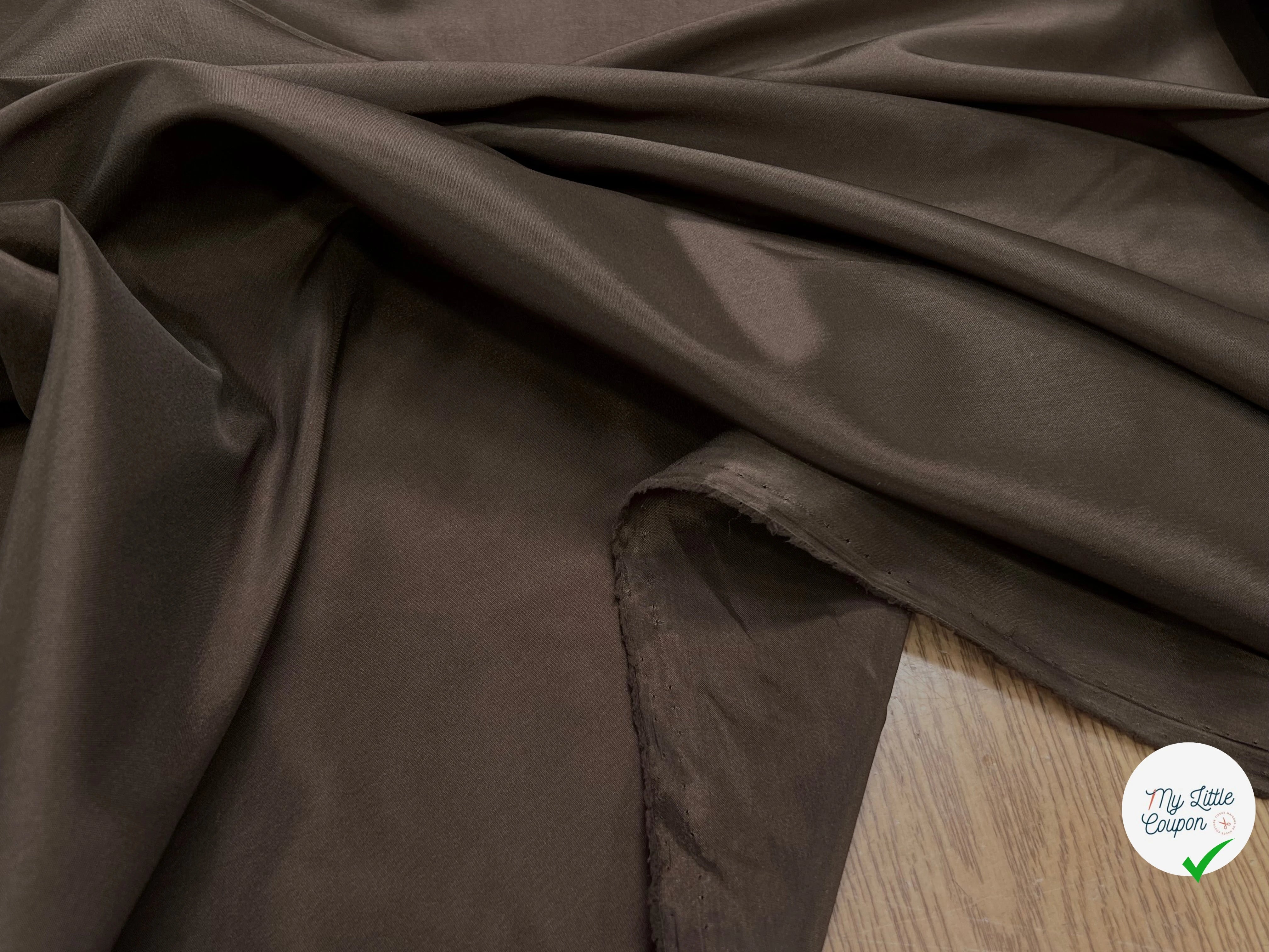 DOUBLURE LÉGÈREMENT SATINÉE FINE FROIDE MARRON CAFÉ - My Little Coupon