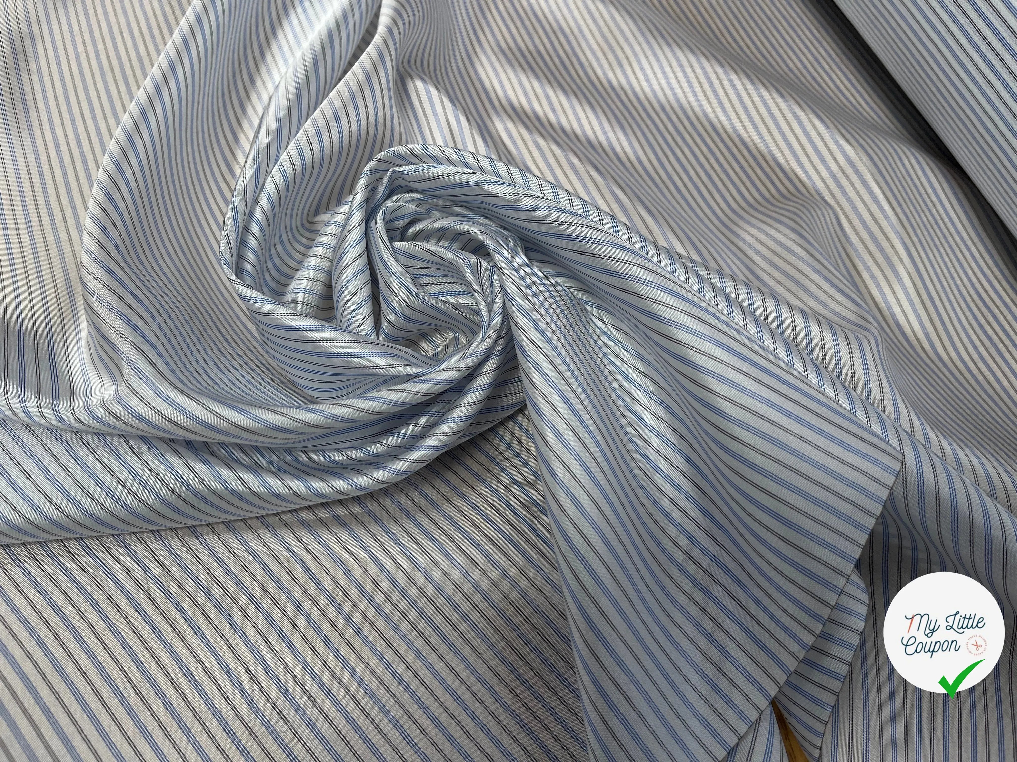 DOUBLURE MIGNONNETTE ACV A RAYURE BLEUE GRISE FOND BLANC - My Little Coupon