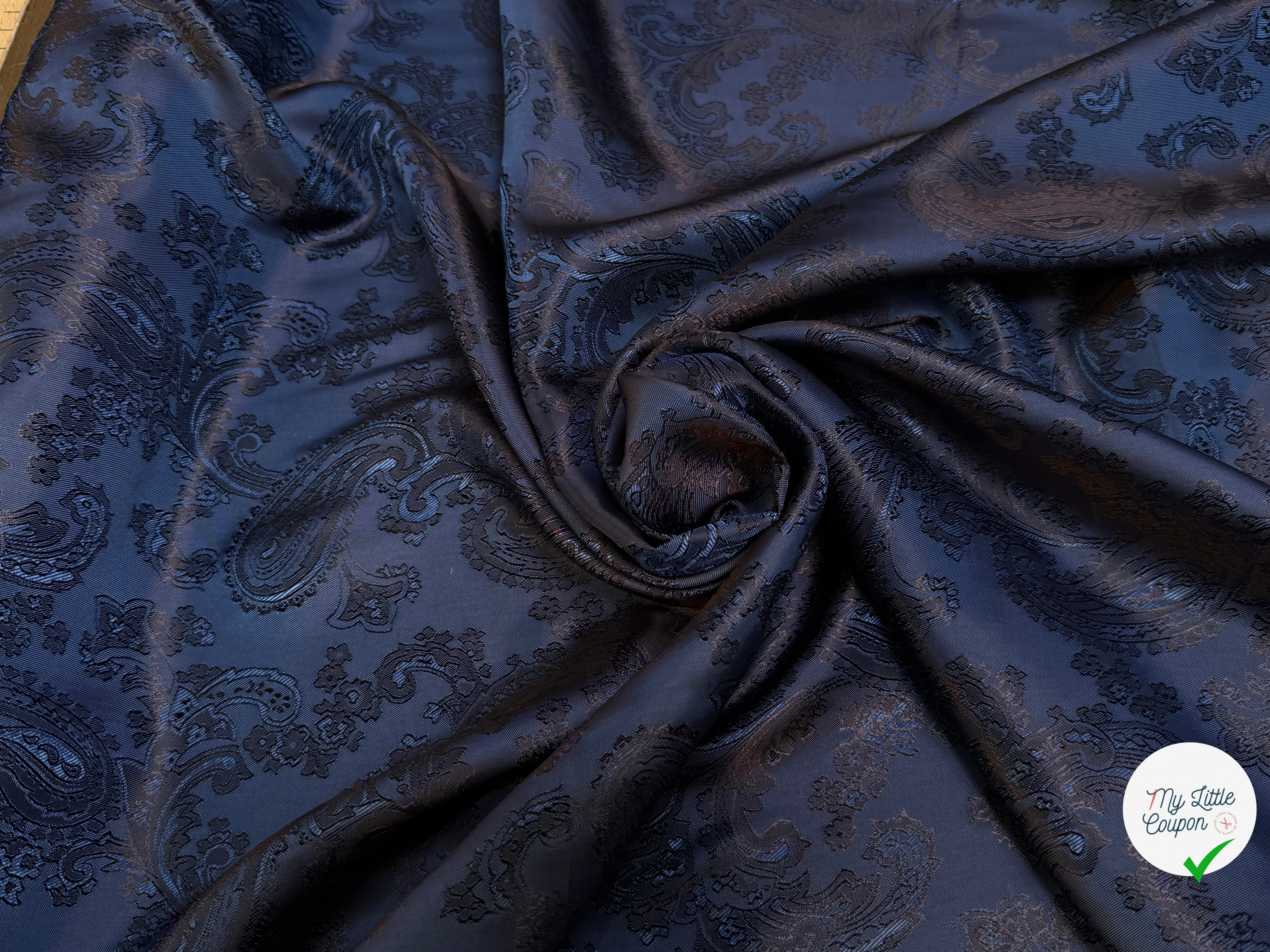 DOUBLURE SATIN IMPRIMÉ FLOREAUX BLEU 58% VISCOSE - My Little Coupon