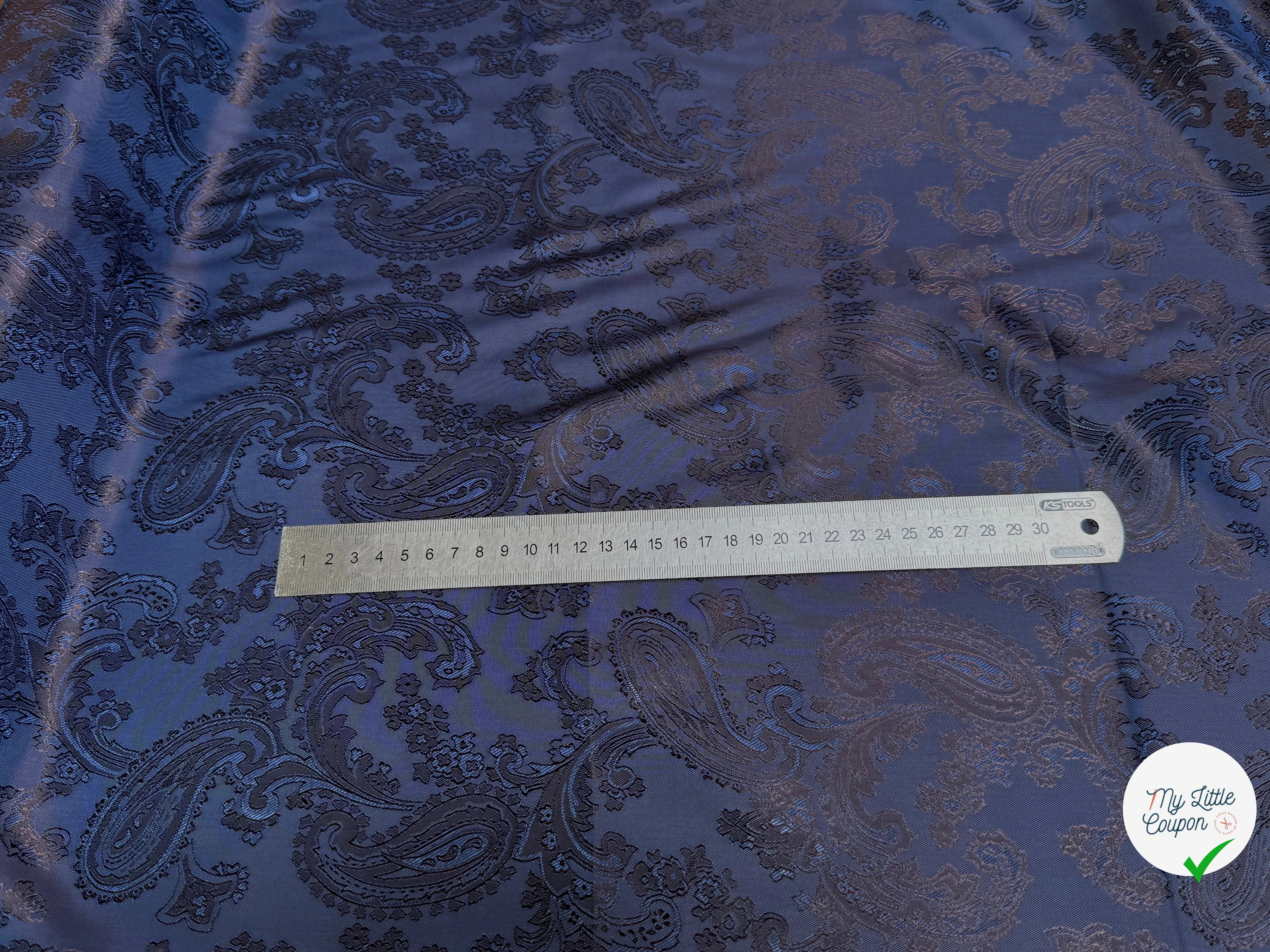 DOUBLURE SATIN IMPRIMÉ FLOREAUX BLEU 58% VISCOSE - My Little Coupon