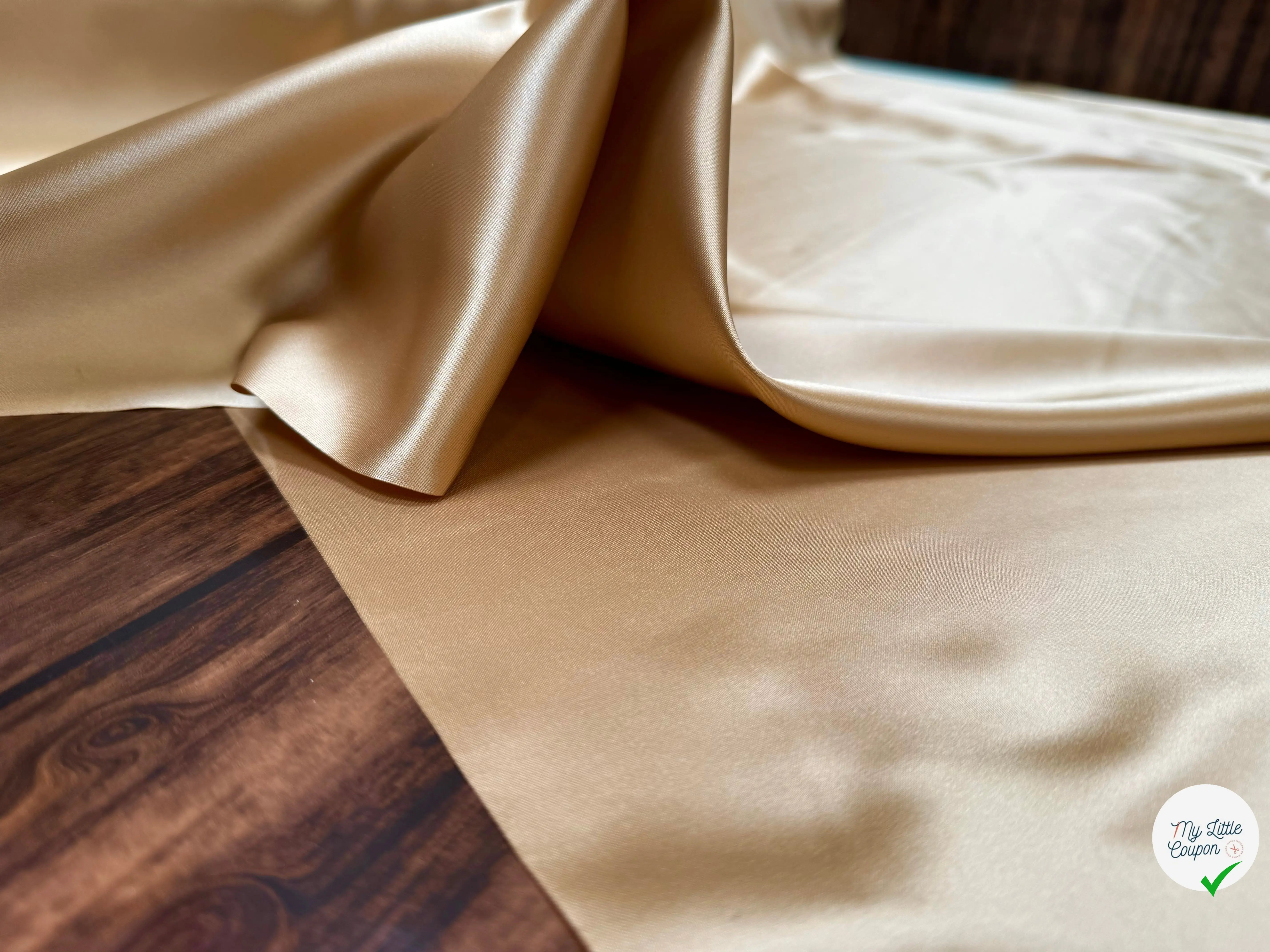 DOUBLURE SATIN POLYESTER CARAMEL DORE - My Little Coupon