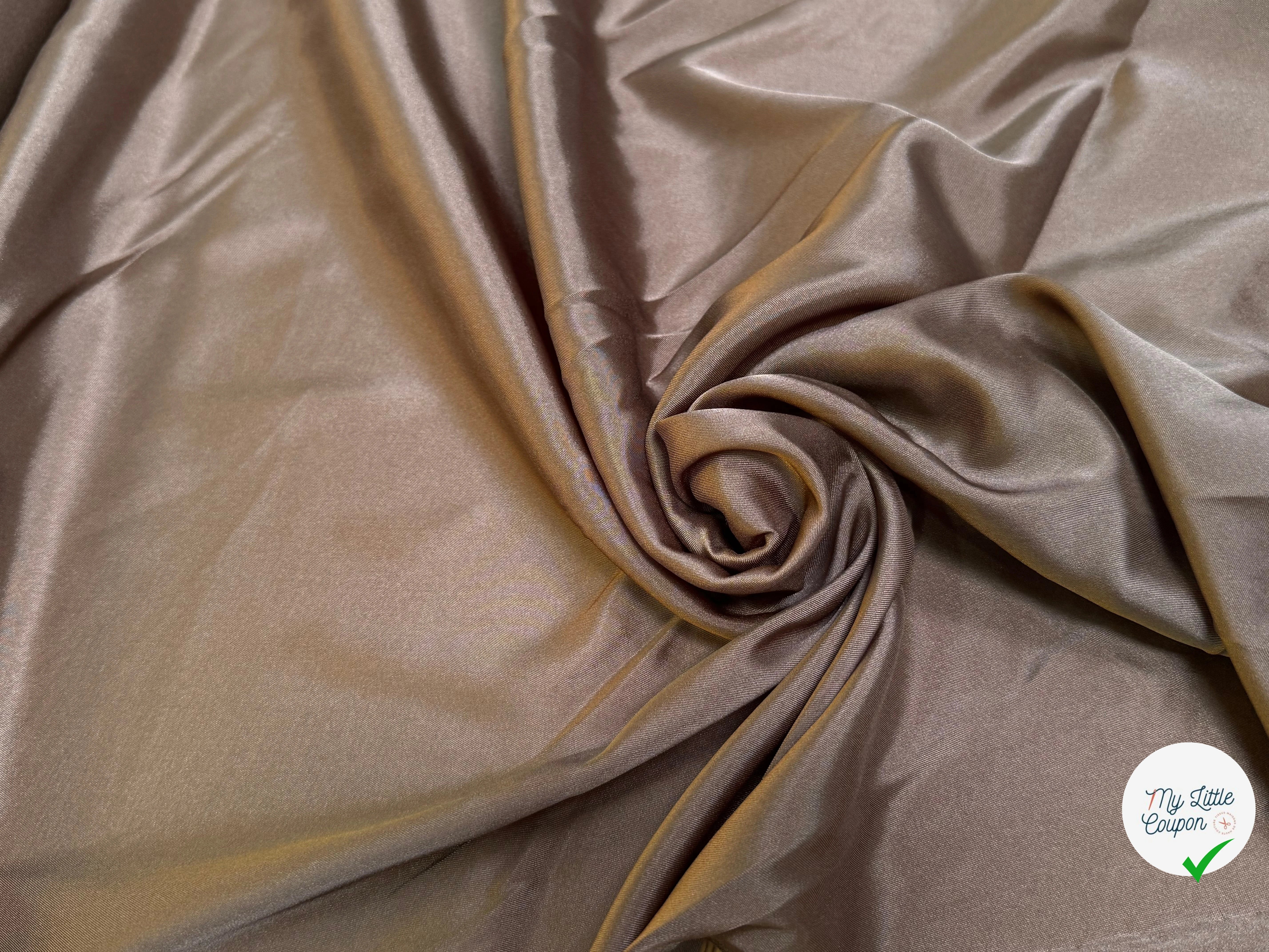 DOUBLURE SATINÉE STRETCH CHOCO MARRON 62% ACETATE - My Little Coupon