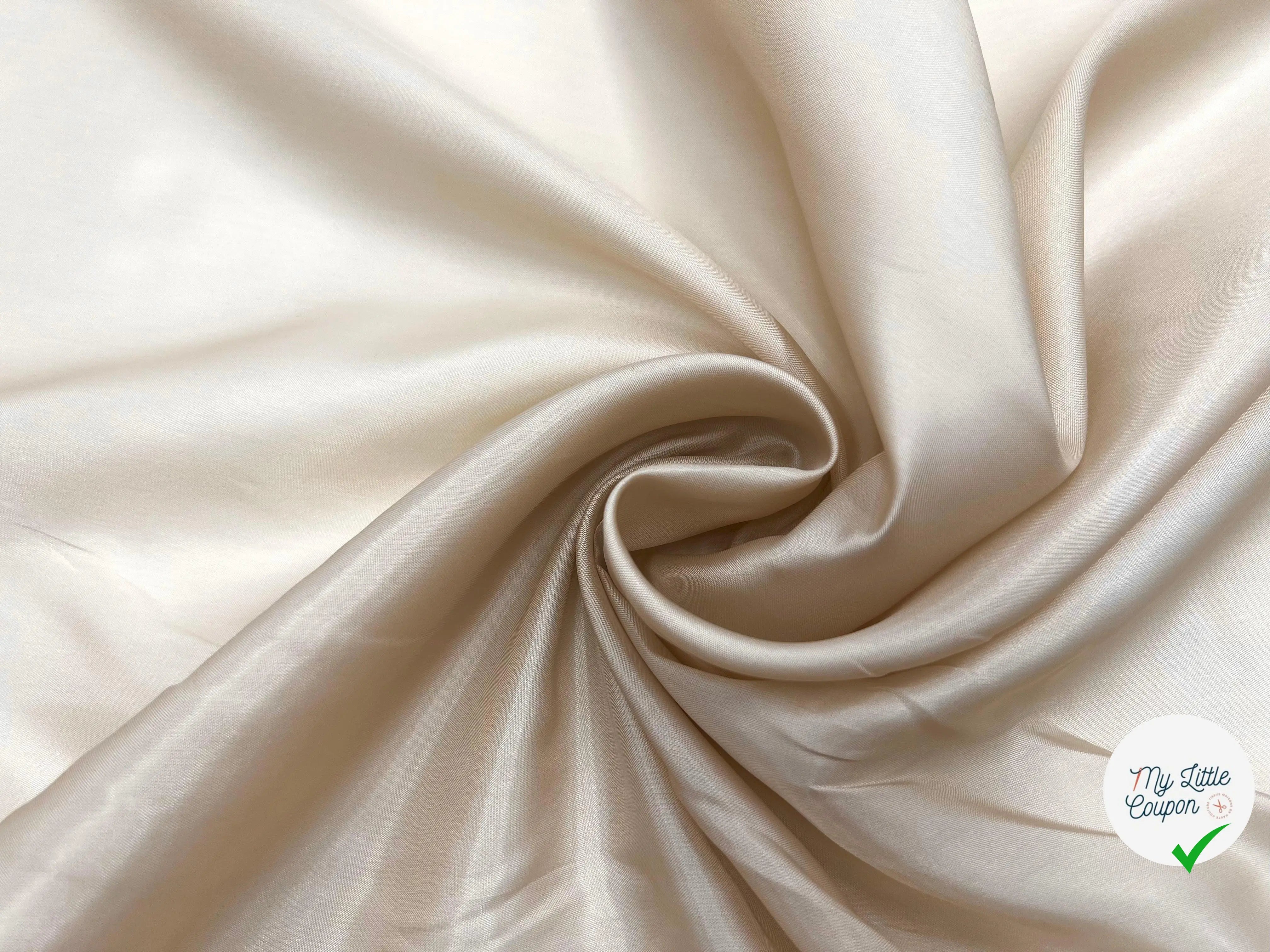 DOUBLURE TAFFETAS BRILLANT BEIGE CRÈME - My Little Coupon - tissu - coudre