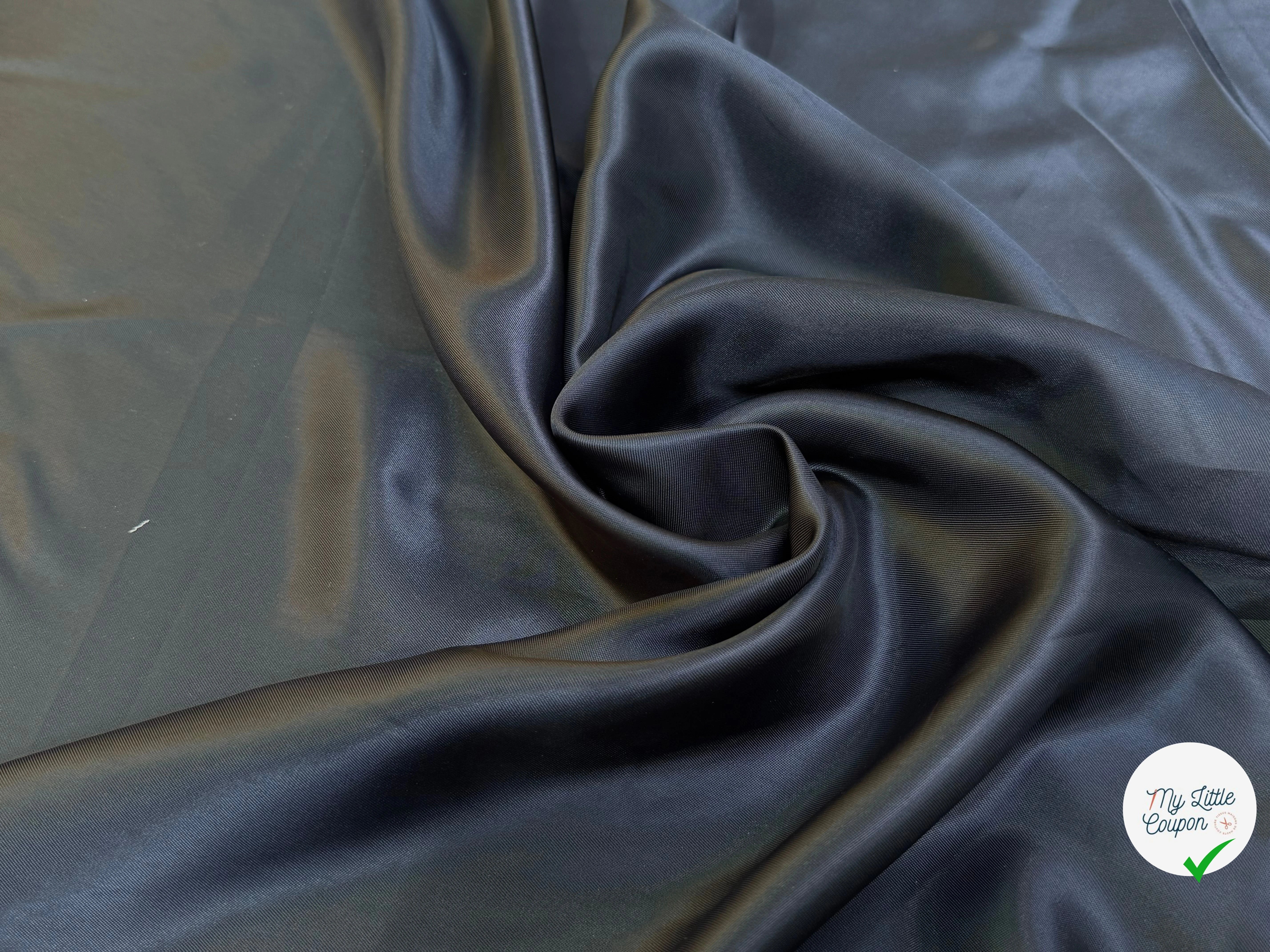 DOUBLURE VISCOSE ACETATE BLEU NUIT LÉGÈREMENT SATINÉE - My Little Coupon