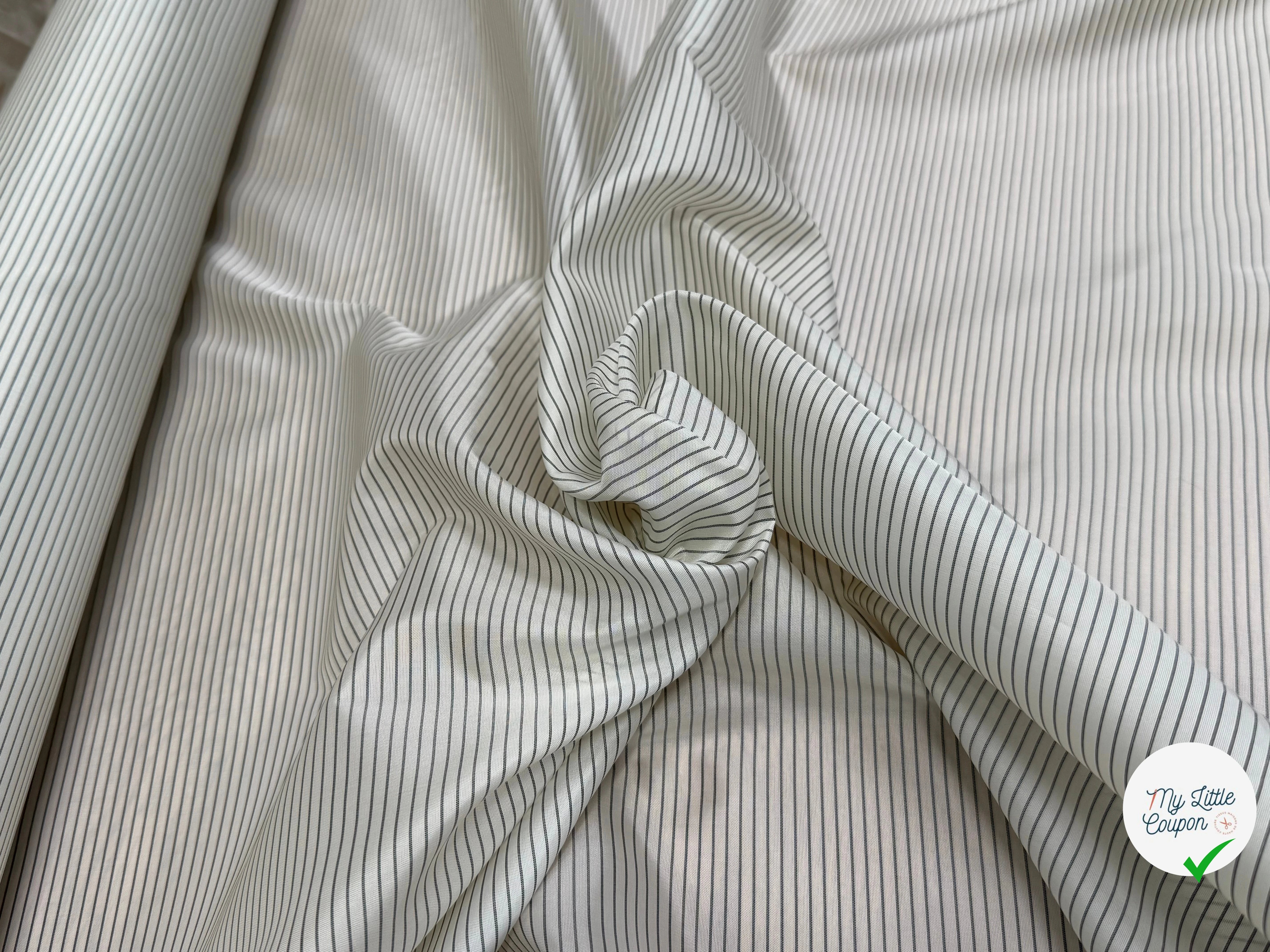 DOUBLURE VISCOSE FINES RAYURES 80% VISCOSE ÉCRU - My Little Coupon