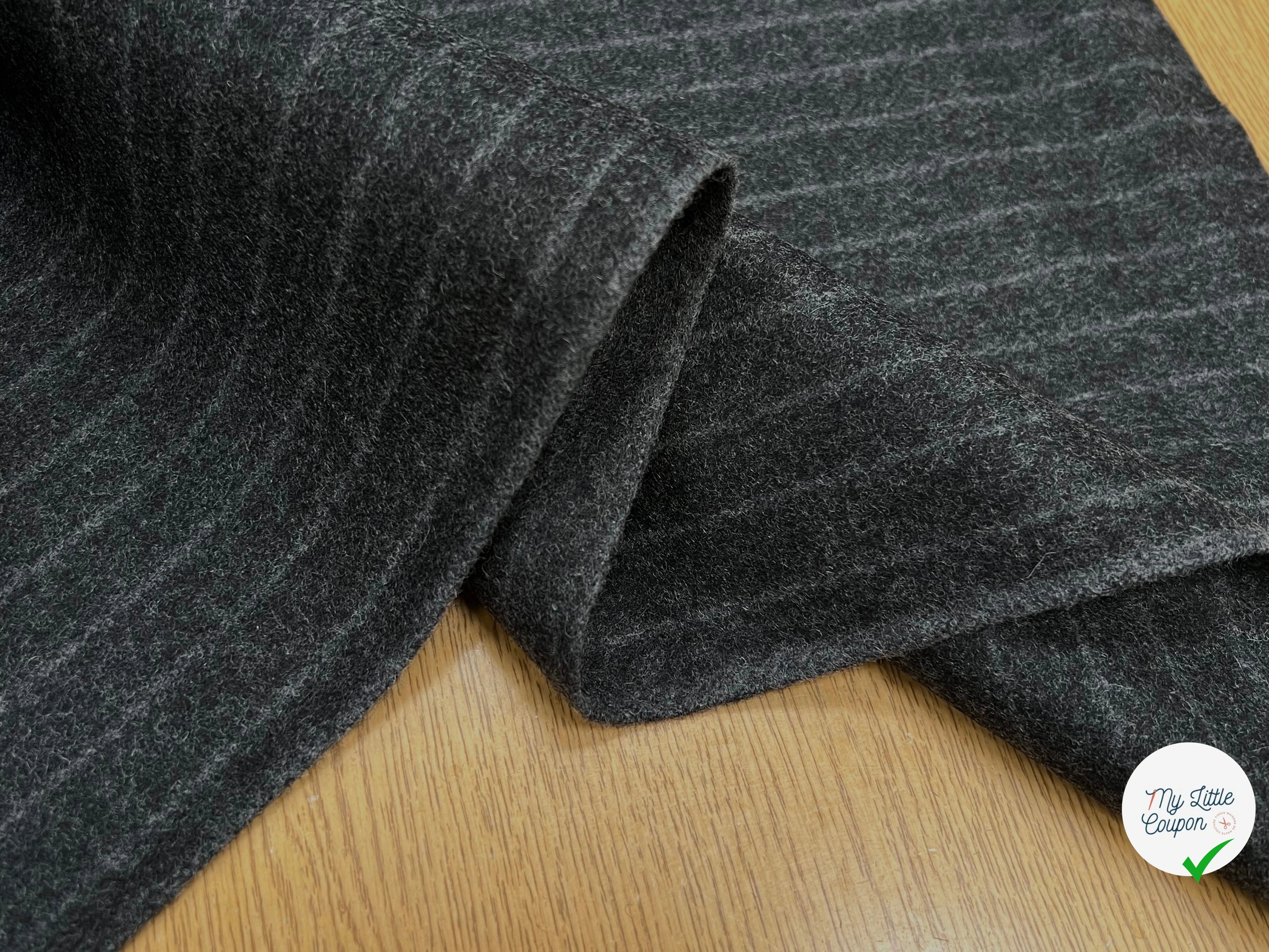 DRAP DE LAINE LOURD GROSSES RAYURES GRIS 80% LAINE VIERGE - My Little Coupon