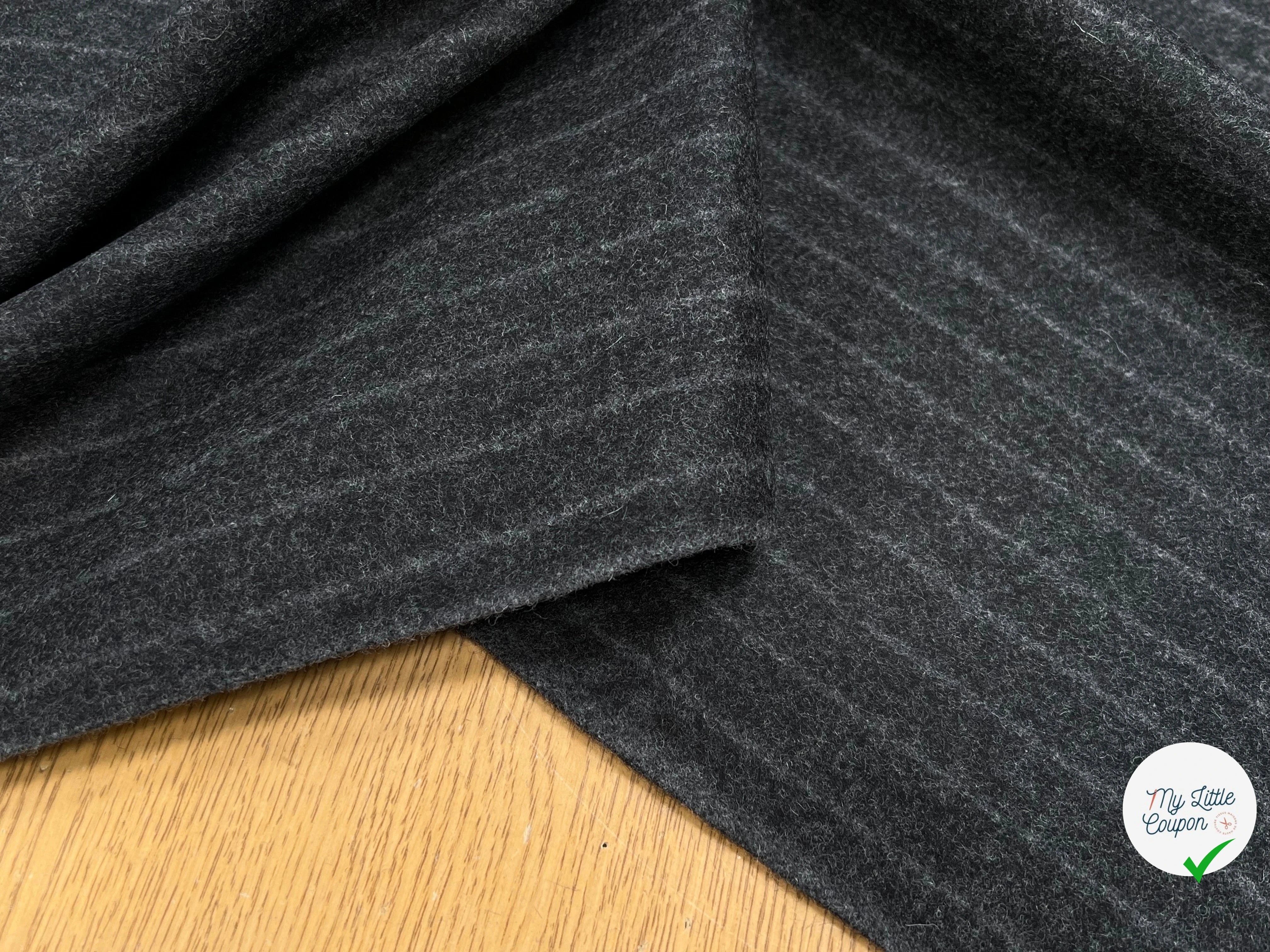 DRAP DE LAINE LOURD GROSSES RAYURES GRIS 80% LAINE VIERGE - My Little Coupon