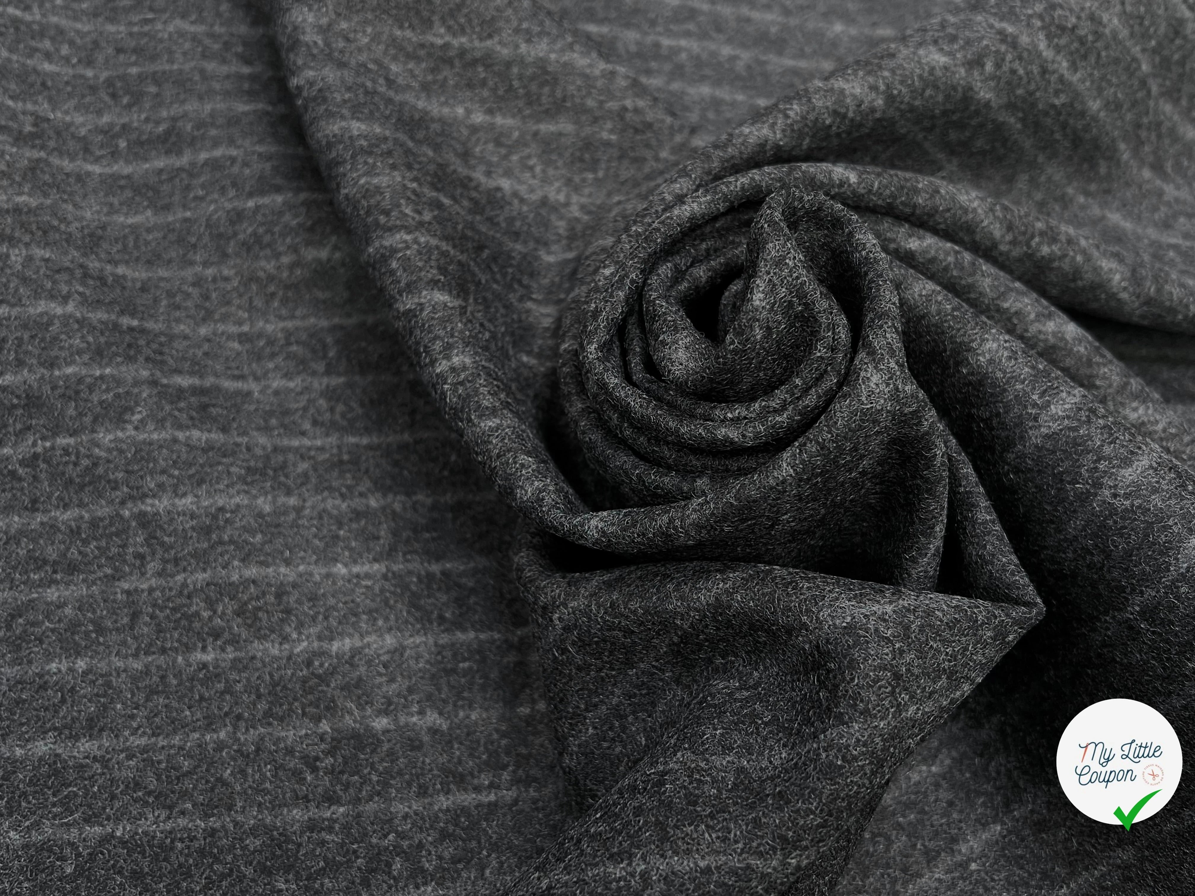 DRAP DE LAINE LOURD GROSSES RAYURES GRIS 80% LAINE VIERGE - My Little Coupon