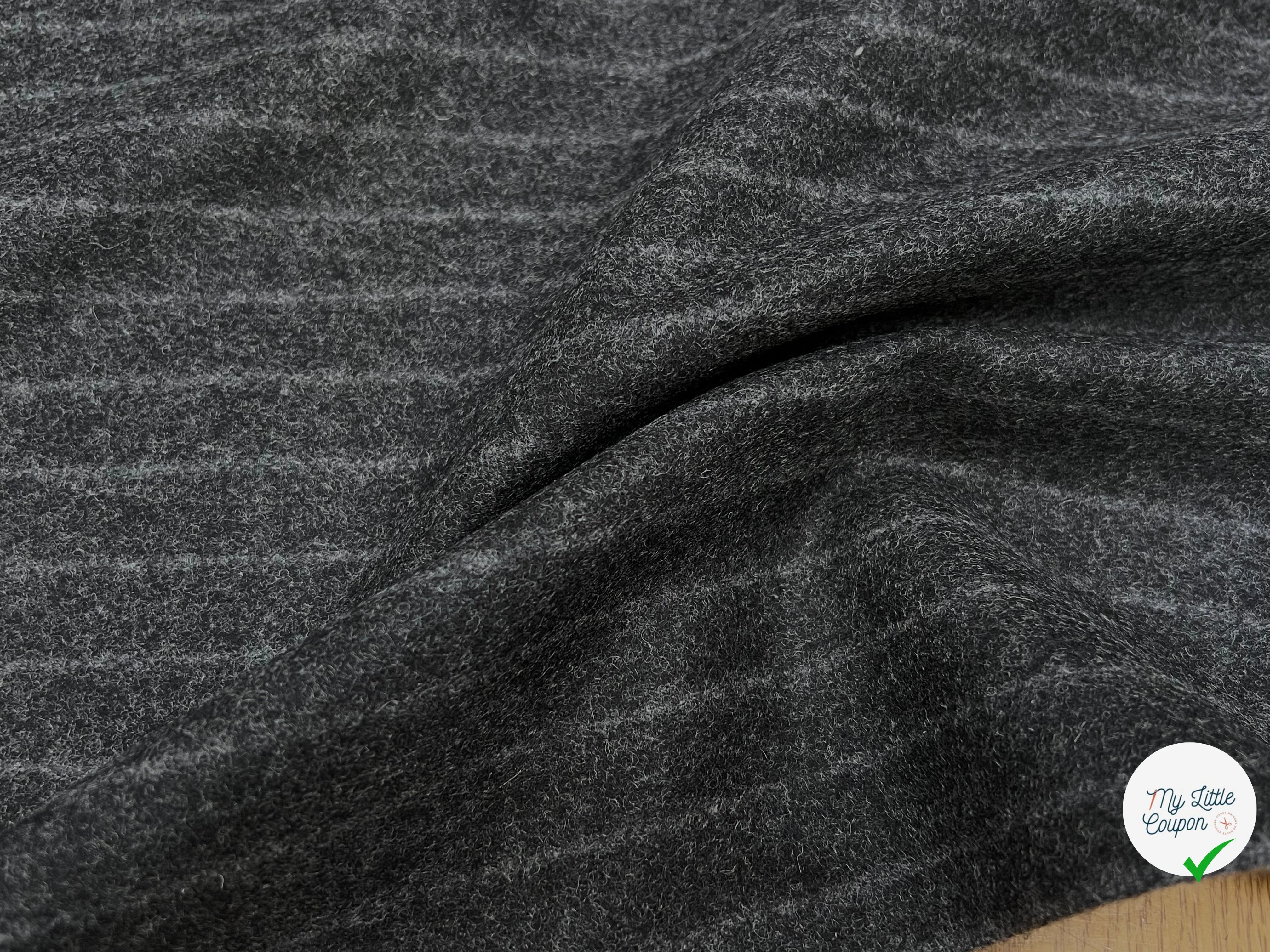 DRAP DE LAINE LOURD GROSSES RAYURES GRIS 80% LAINE VIERGE - My Little Coupon