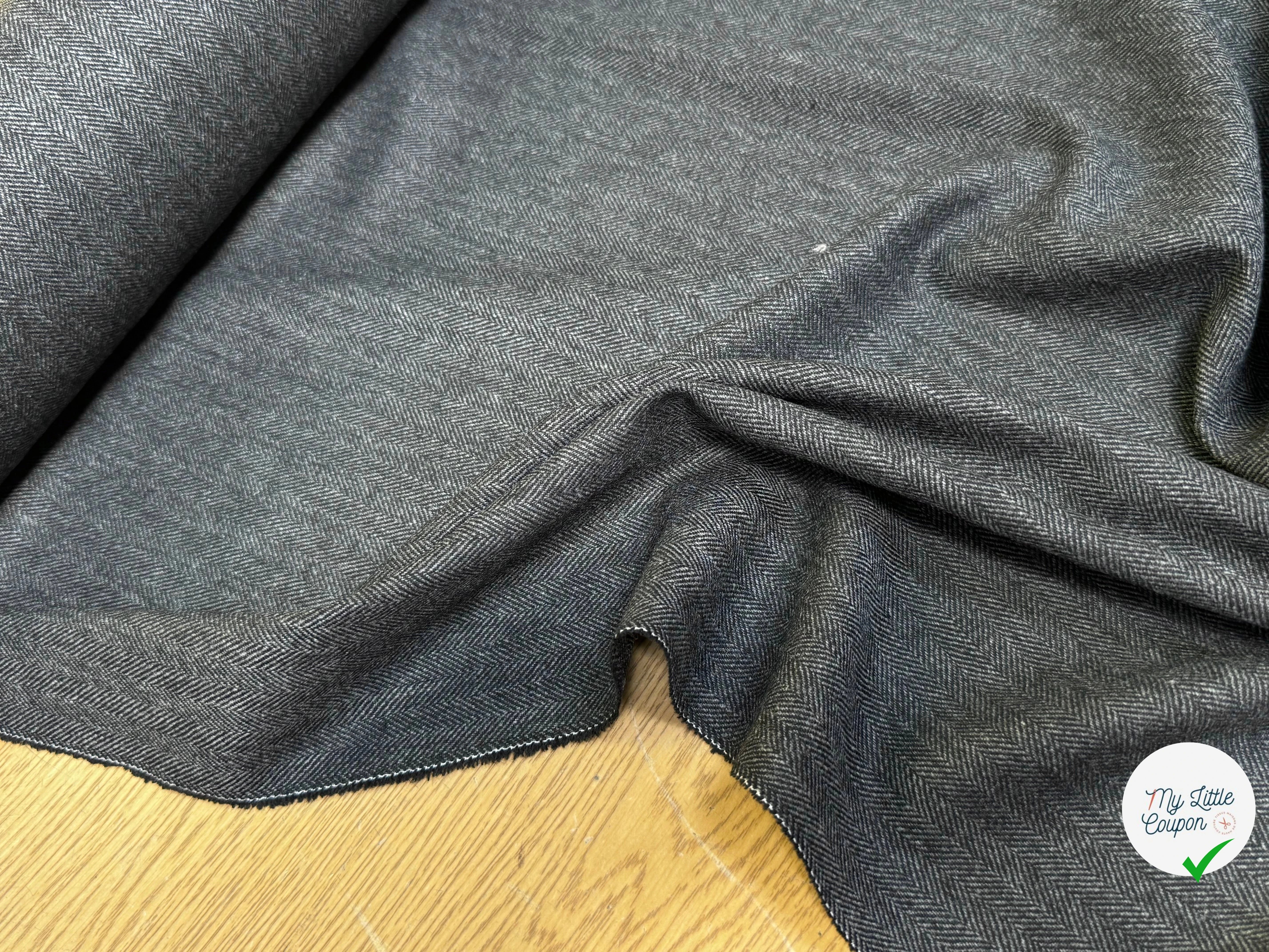 DRAPERIE CHEVRON POLYVISCOSE ET LAINE  GRISE TENUE REMARQUABLE 40% LAINE - My Little Coupon