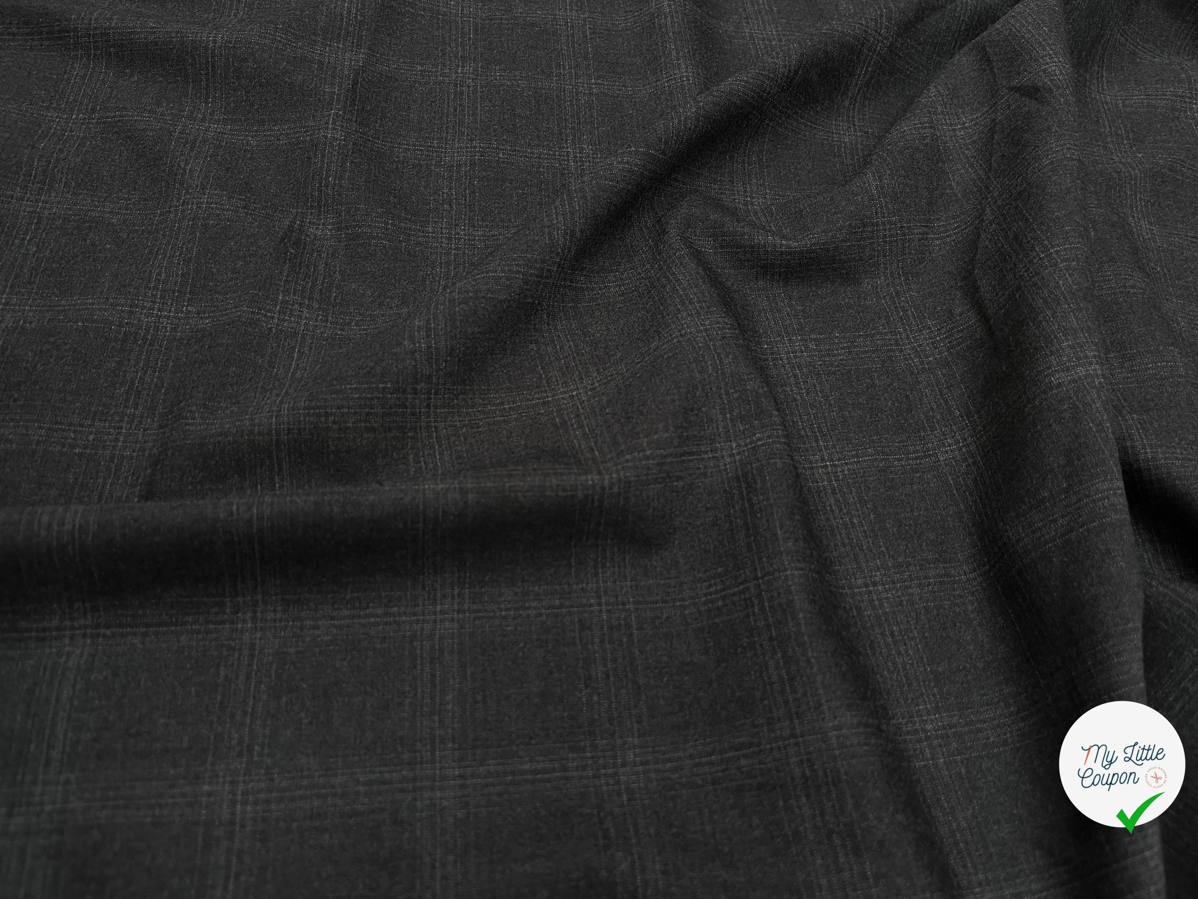 DRAPERIE DE LAINE À CARREAUX GRIS NOIR FONCÉ DEPERLANTE - My Little Coupon