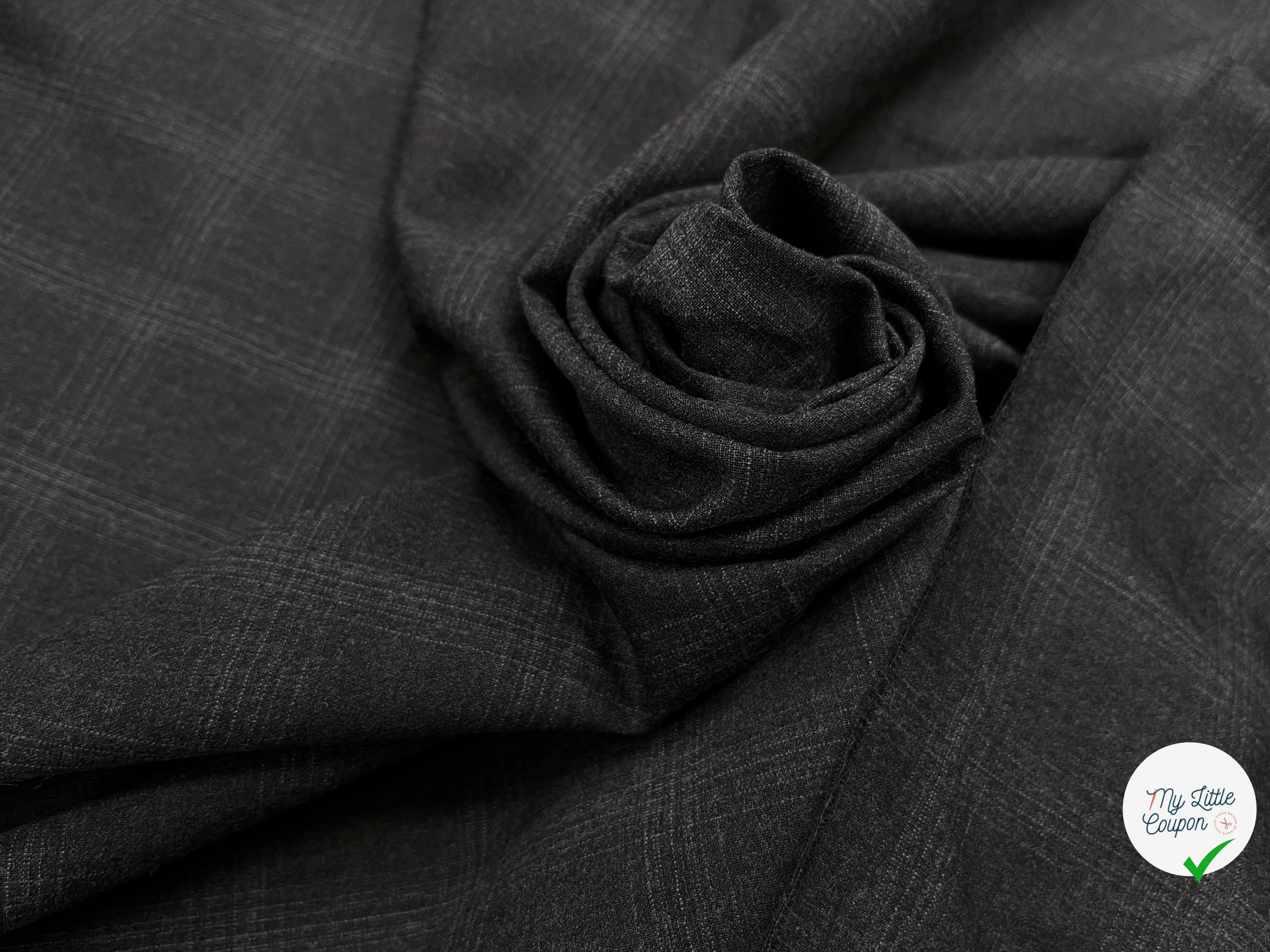 DRAPERIE DE LAINE À CARREAUX GRIS NOIR FONCÉ DEPERLANTE - My Little Coupon