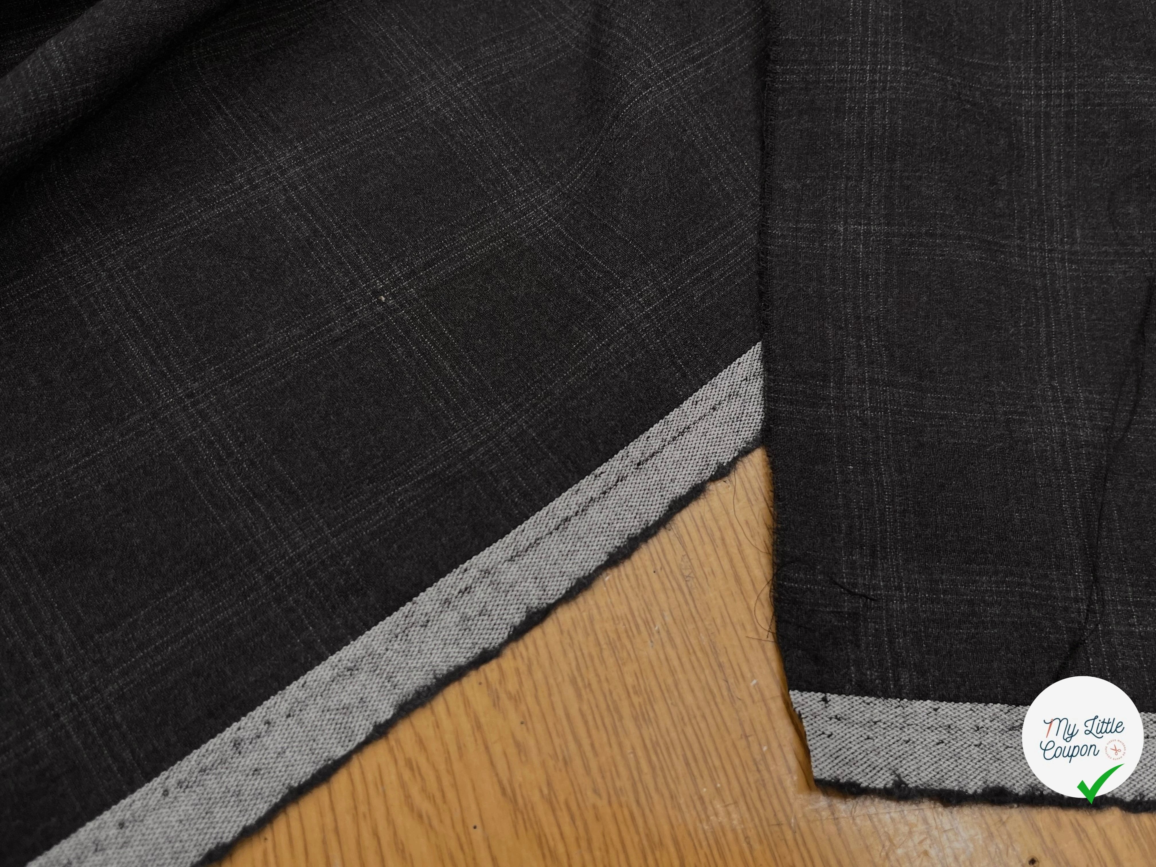 DRAPERIE DE LAINE À CARREAUX GRIS NOIR FONCÉ DEPERLANTE - My Little Coupon