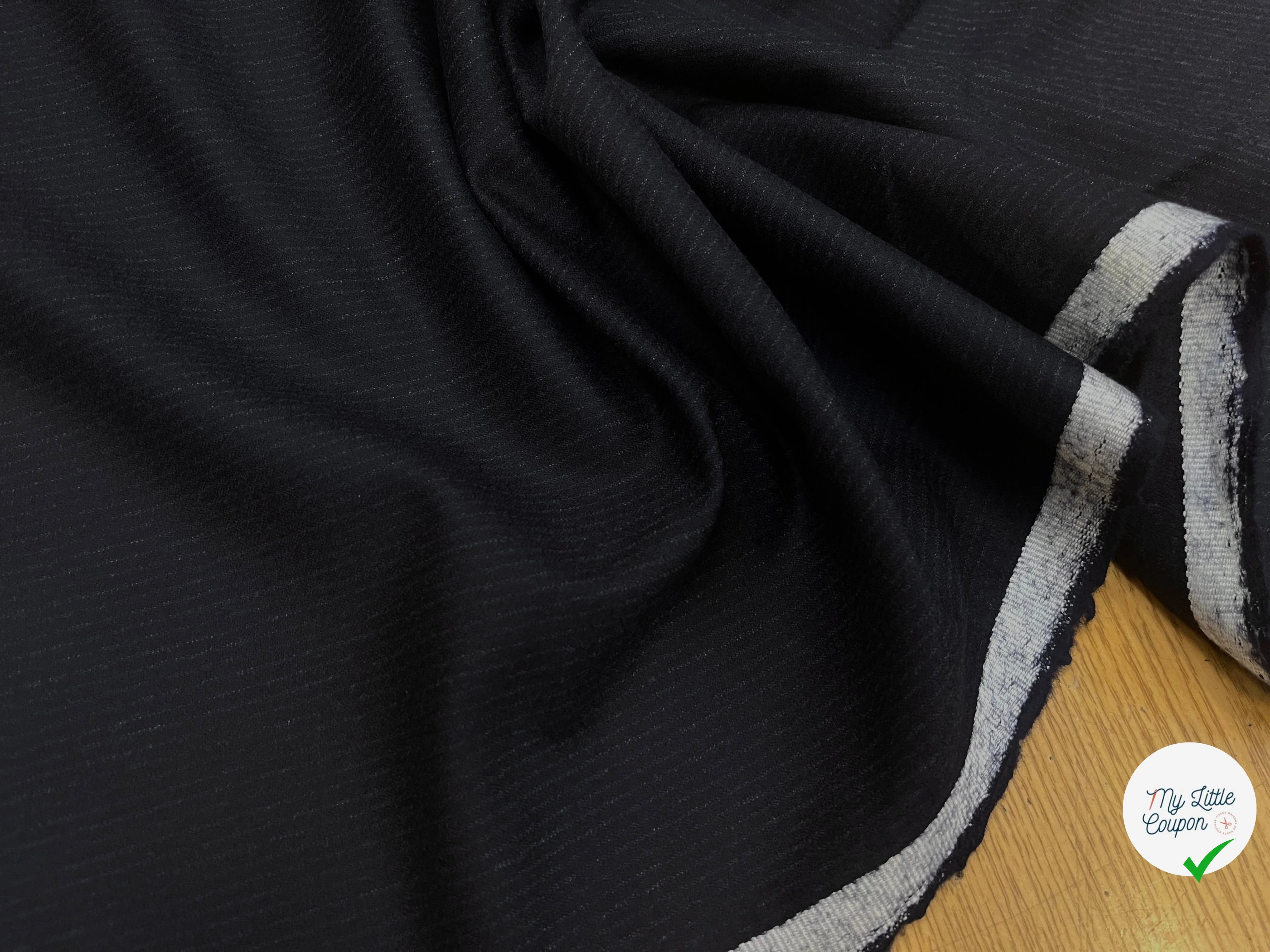 DRAPERIE DE LAINE BLEU NAVY FINE RAYURES 100% LAINE - My Little Coupon