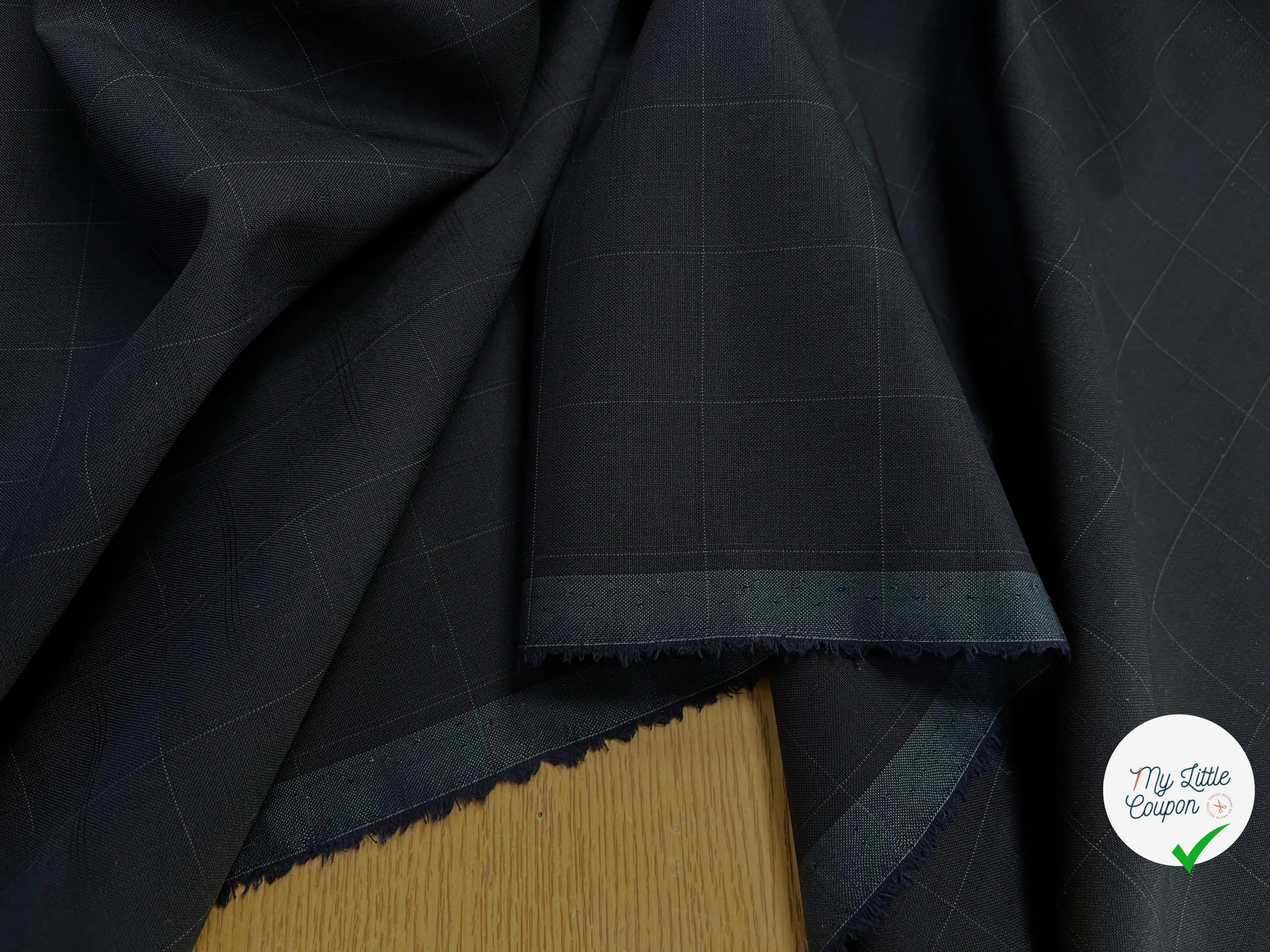 DRAPERIE DE LAINE BLEU NUIT À CARREAUX DEPERLANTE CHIC - My Little Coupon